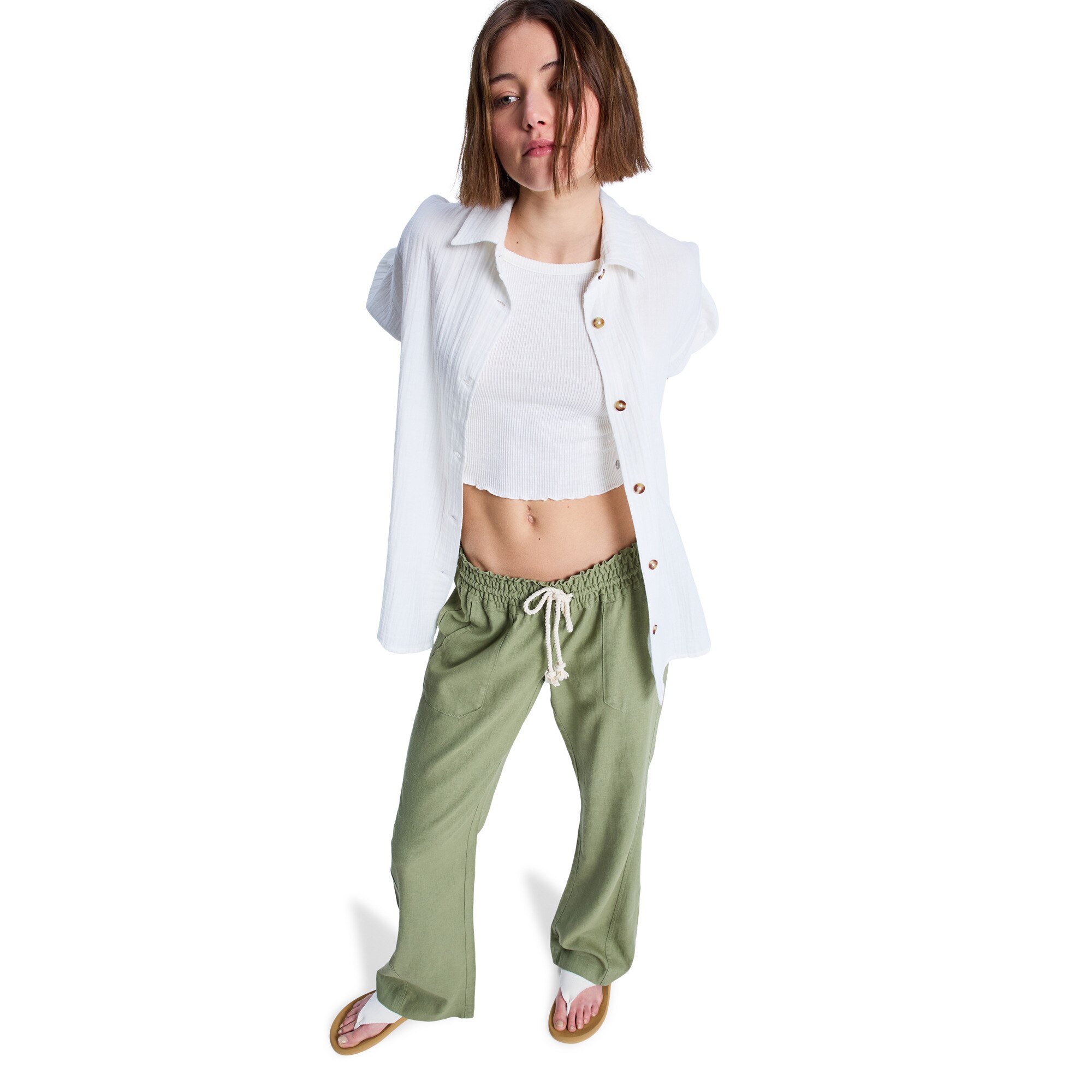 Pantalón de mujer Oceanside Roxy - Verde Verde-5