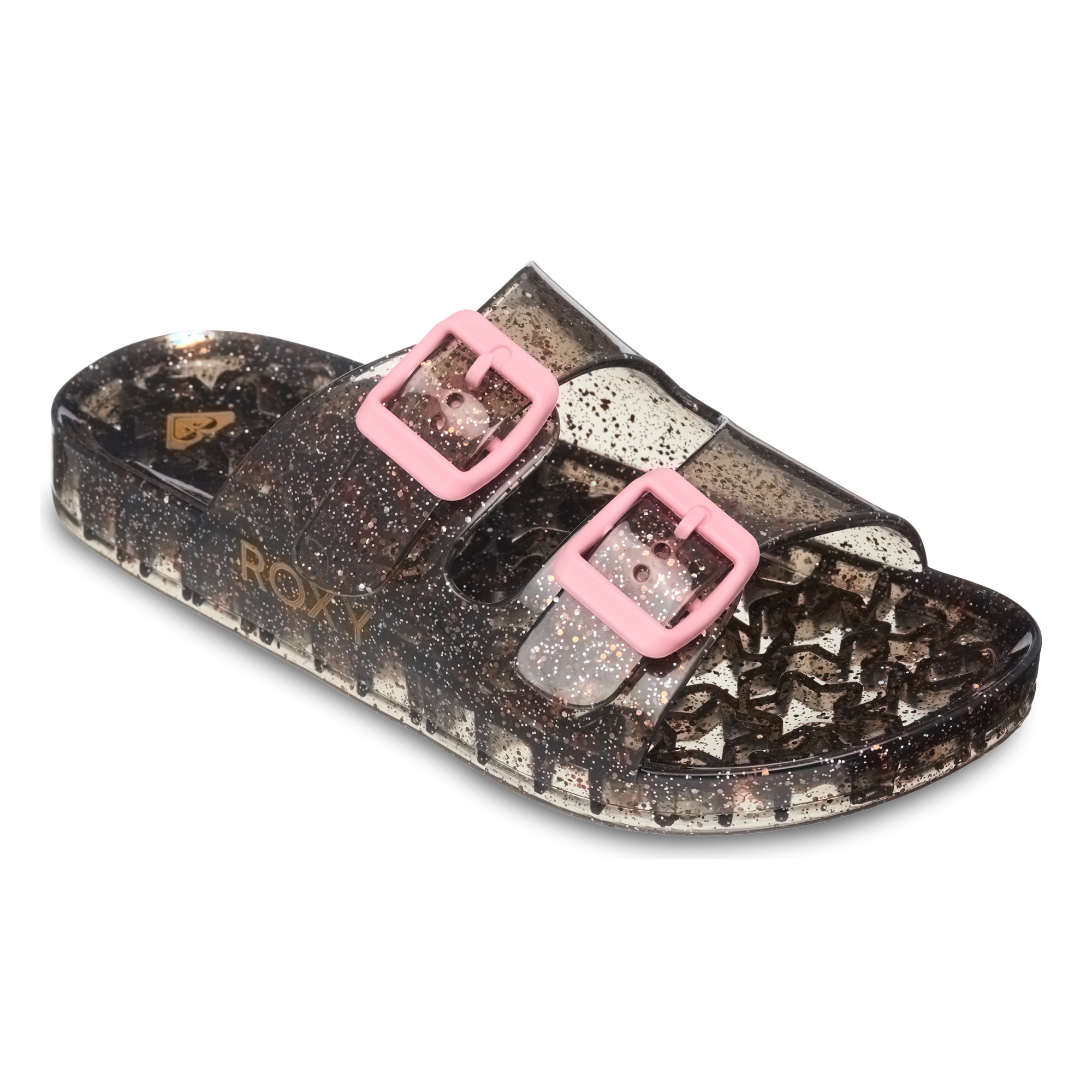 Roxy Chanclas de niños Rg Kattie Glitter Negro / Rosa