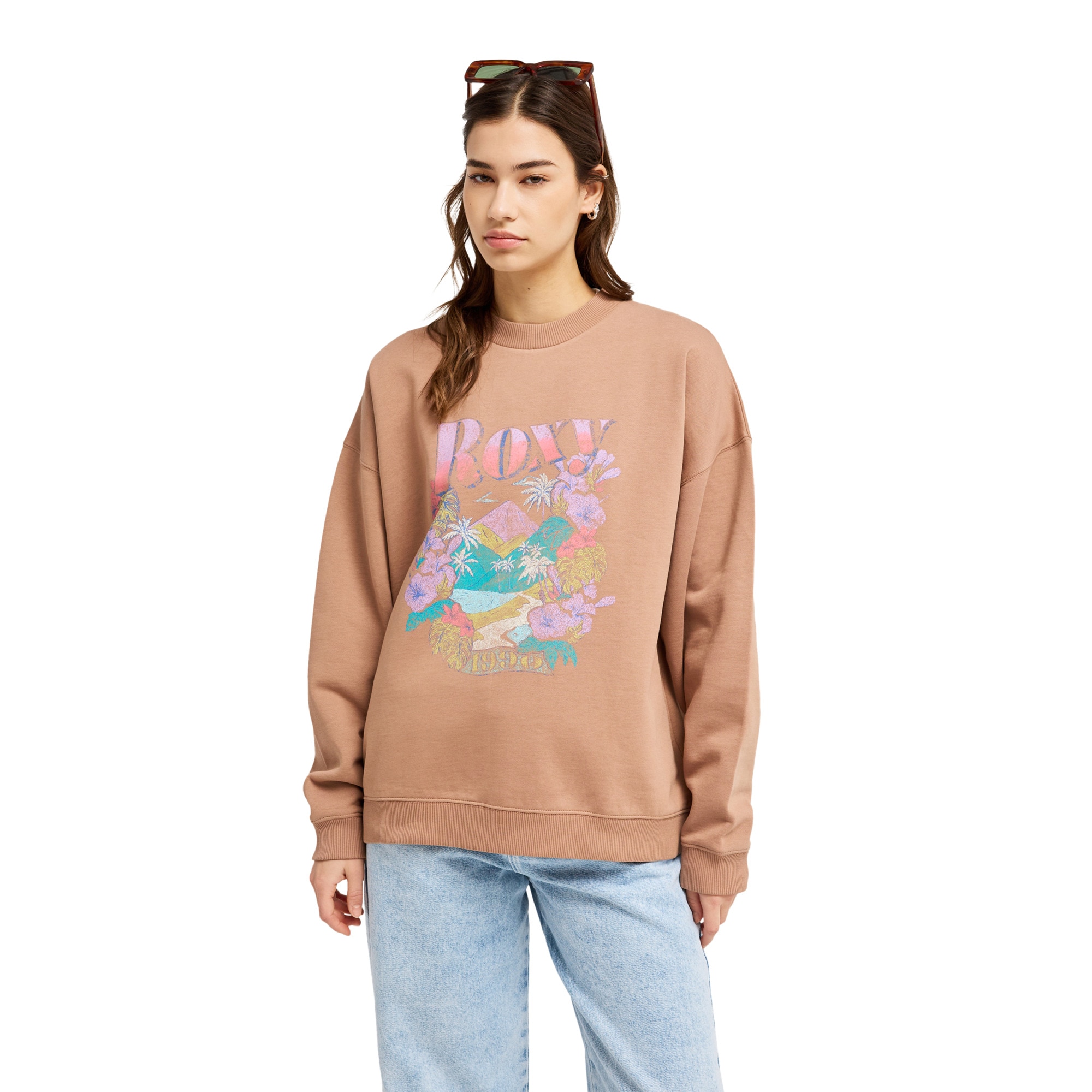 Imagen 0 de Sudadera de mujer Lineup Oversized Roxy Marrón
