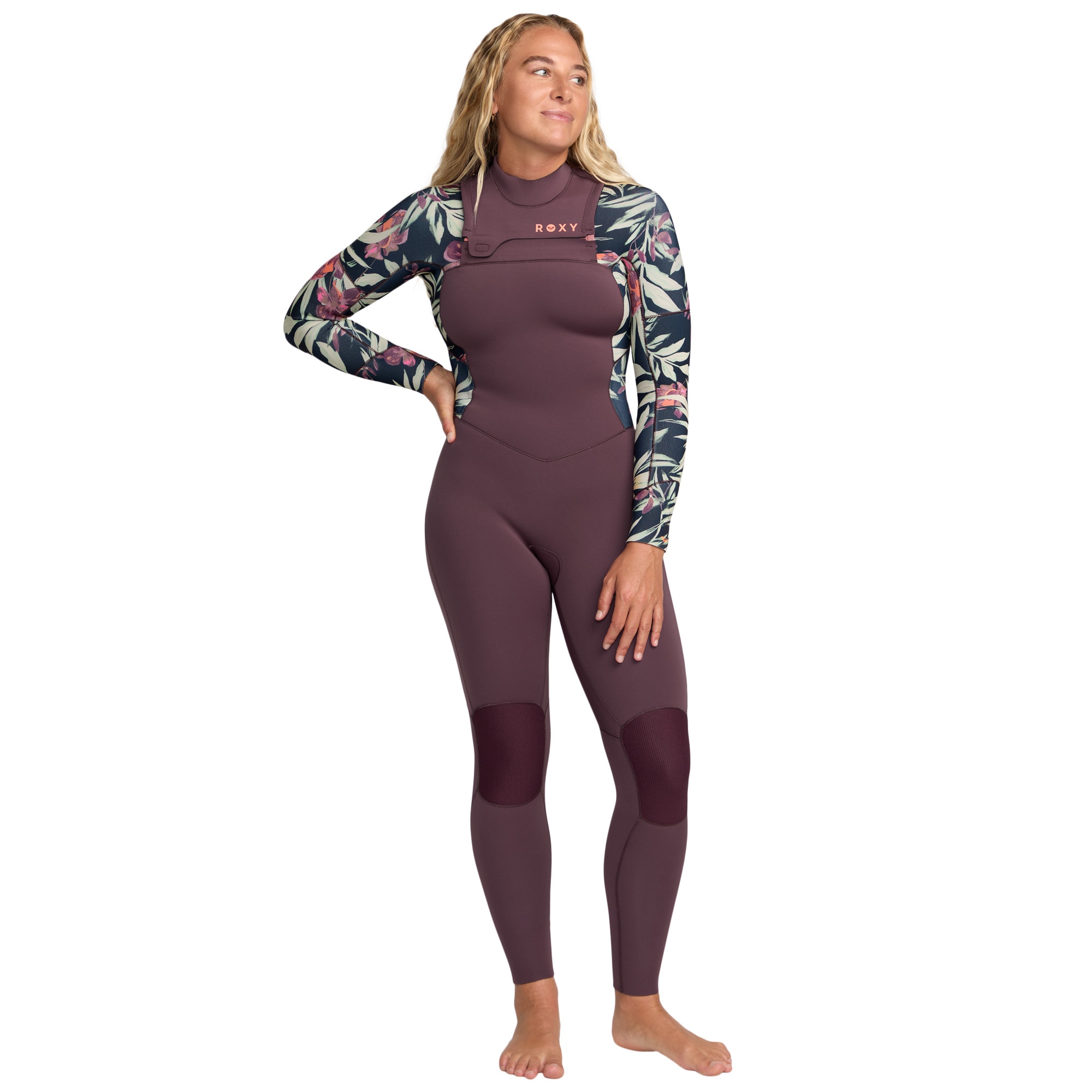 Traje de surf con cremallera en el pecho de mujer 3/2 Swell Natural Roxy Morado Morado-1