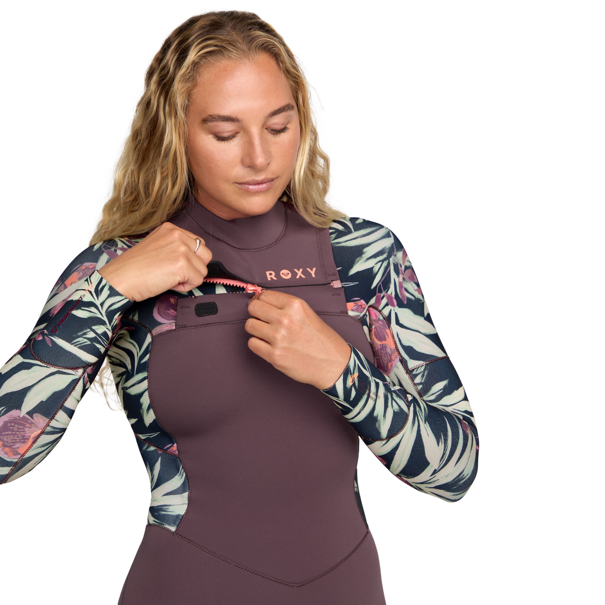 Traje de surf con cremallera en el pecho de mujer 3/2 Swell Natural Roxy Morado Morado-4