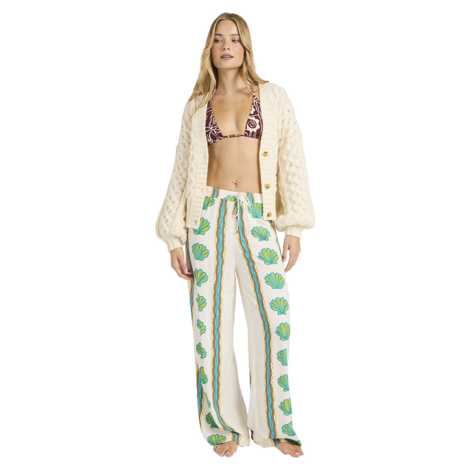 Pantalón de mujer Coastal Crush Billabong - Blanco Blanco-1
