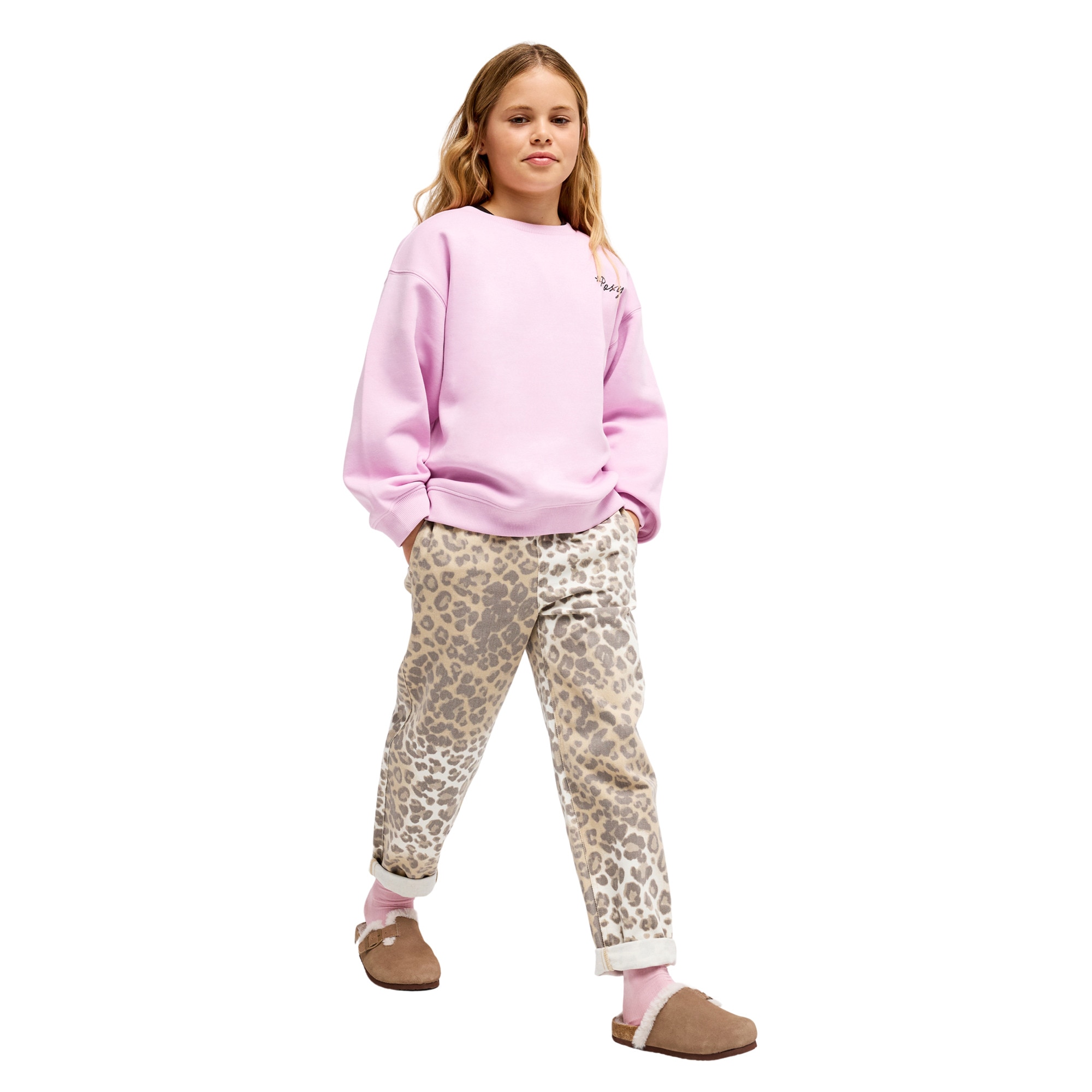 Sudadera de niños Morning Hike Brushed Roxy - Rosa Rosa-5