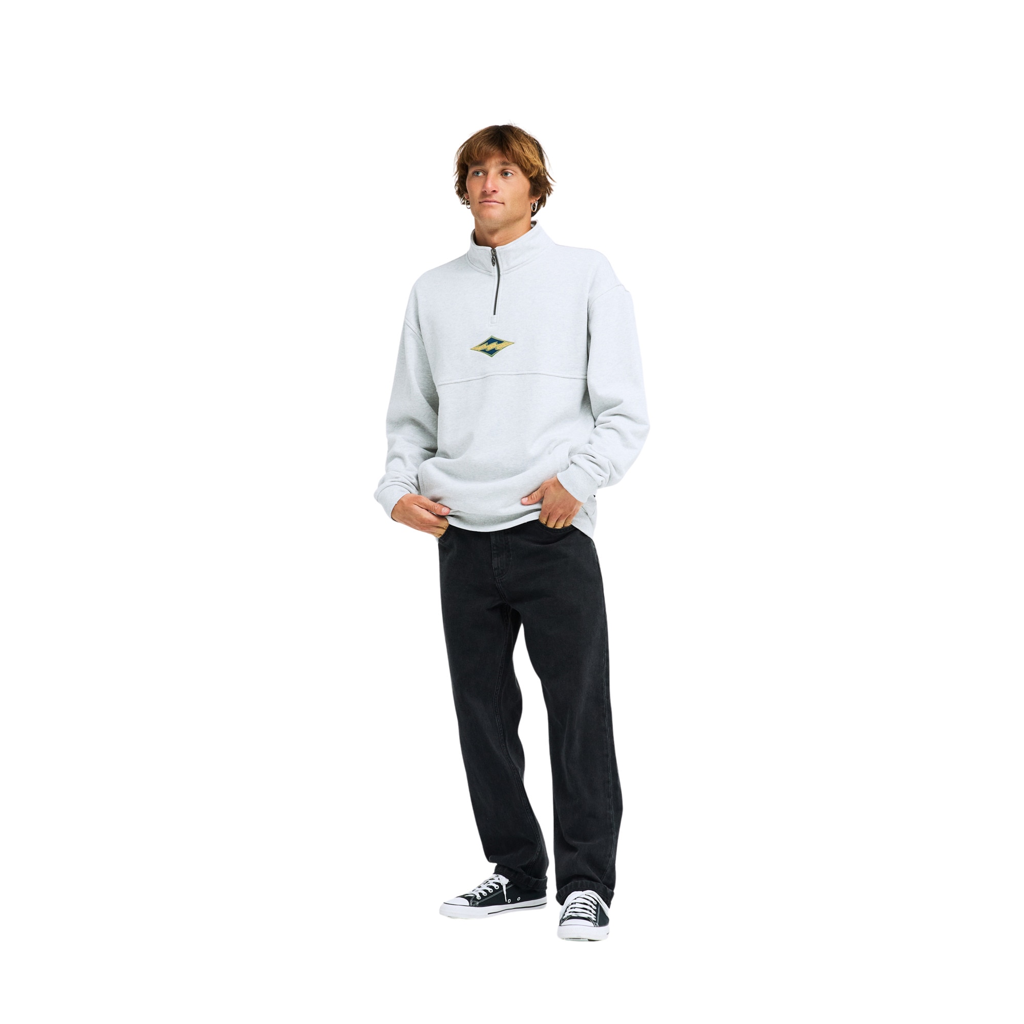Sudadera de hombre Burleigh Mock Neck Billabong - Gris Gris-3