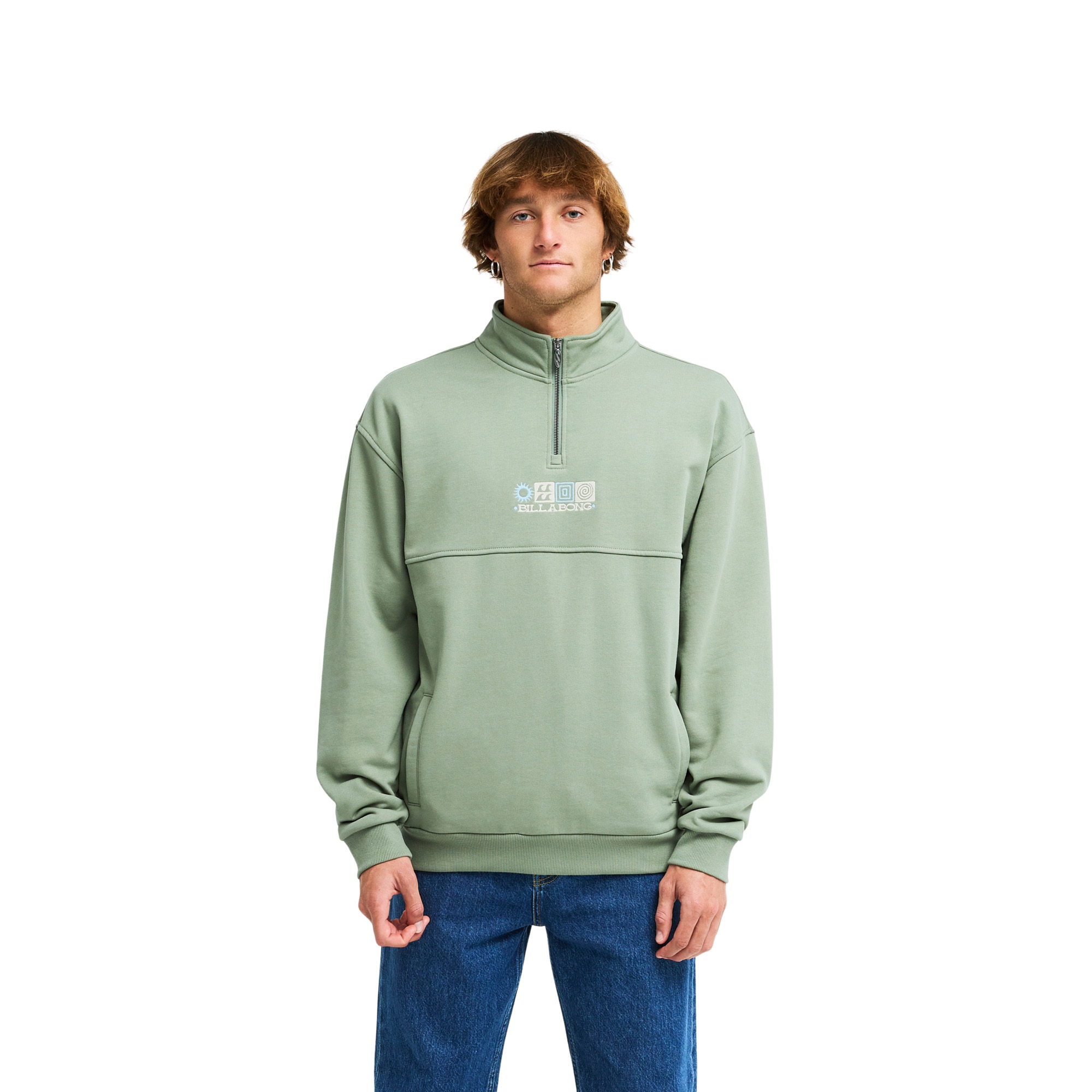 Sudadera de hombre Burleigh Mock Neck Billabong - Verde Verde-1