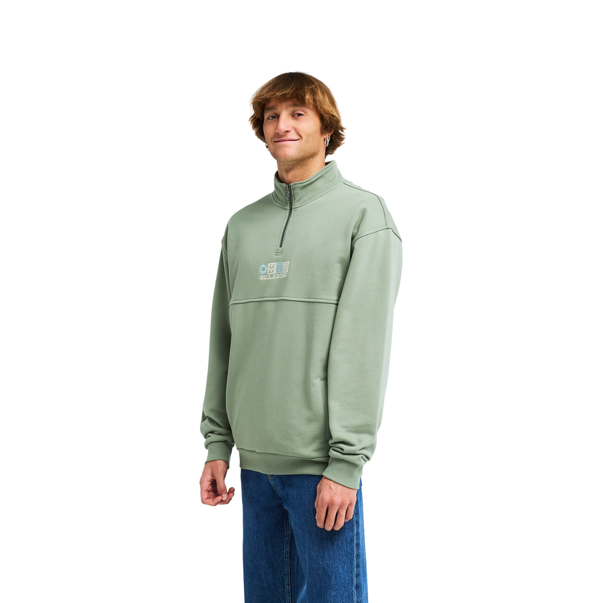 Sudadera de hombre Burleigh Mock Neck Billabong - Verde Verde-4