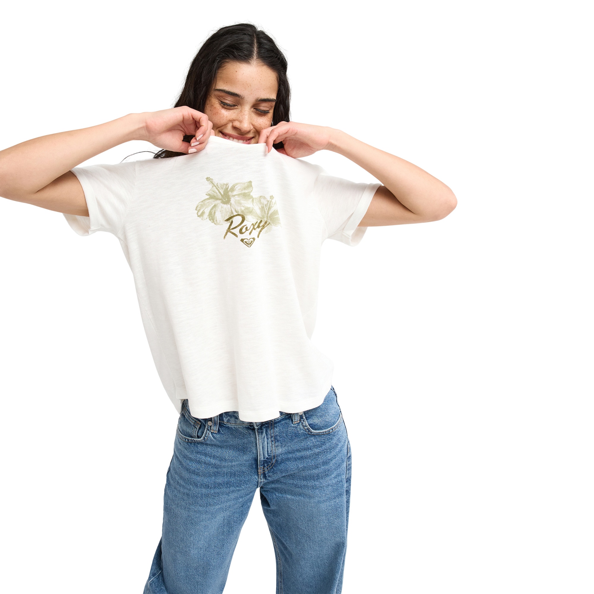 Camiseta de mujer Oceanwave Regular Slub Roxy - Blanco Blanco-1