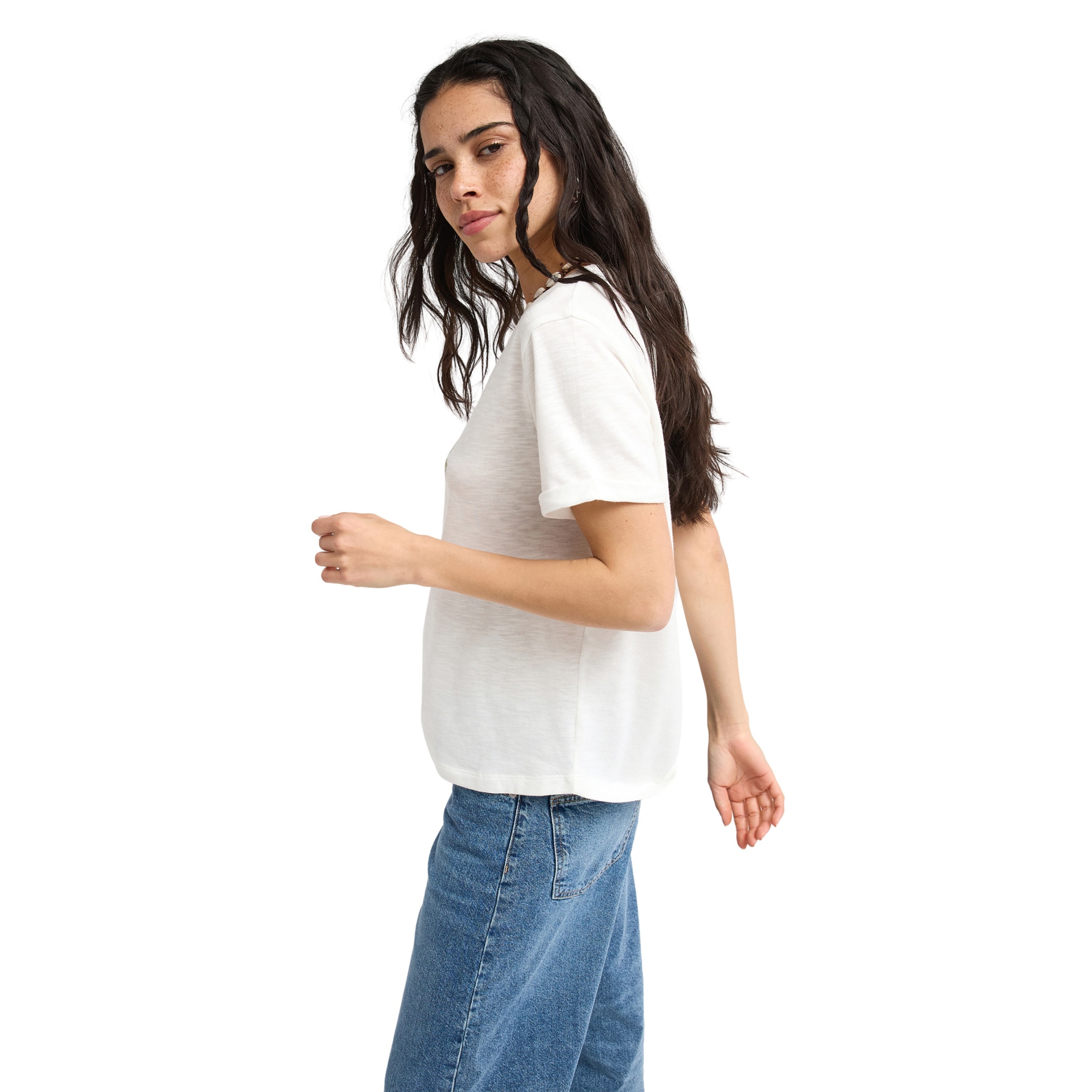 Camiseta de mujer Oceanwave Regular Slub Roxy - Blanco Blanco-3