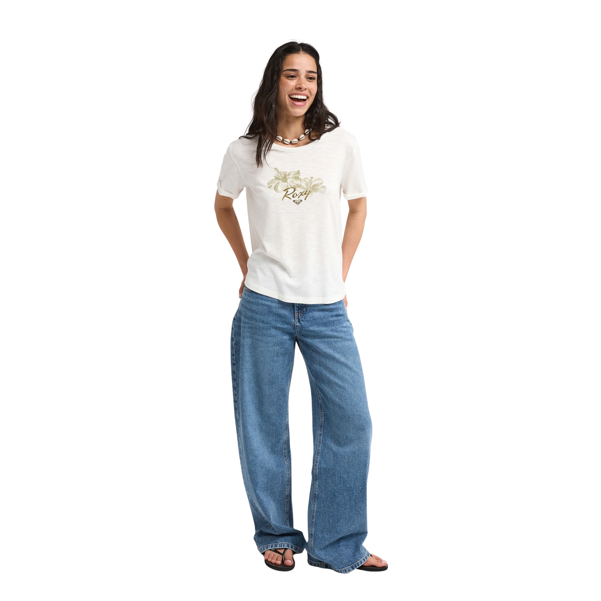 Camiseta de mujer Oceanwave Regular Slub Roxy - Blanco Blanco-4