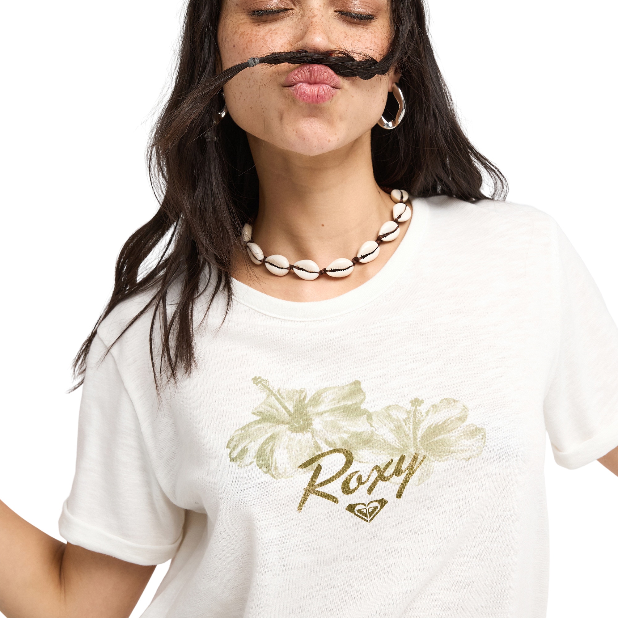 Camiseta de mujer Oceanwave Regular Slub Roxy - Blanco Blanco-5