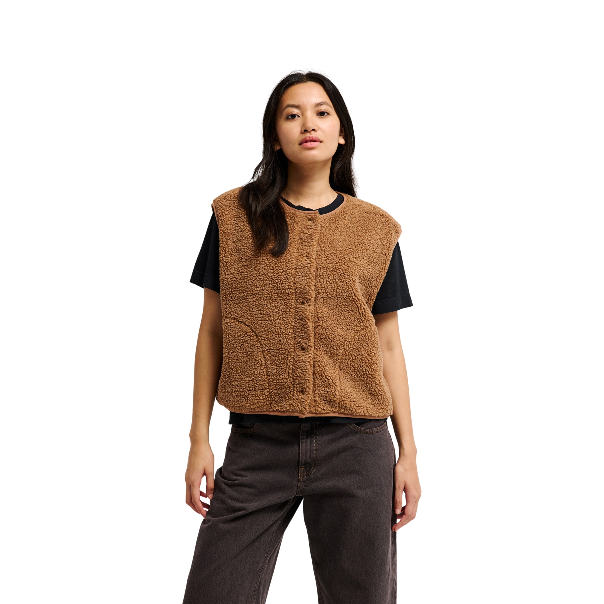 Imagen 0 de Chaleco de sherpa de mujer Cropped Quiksilver Marrón