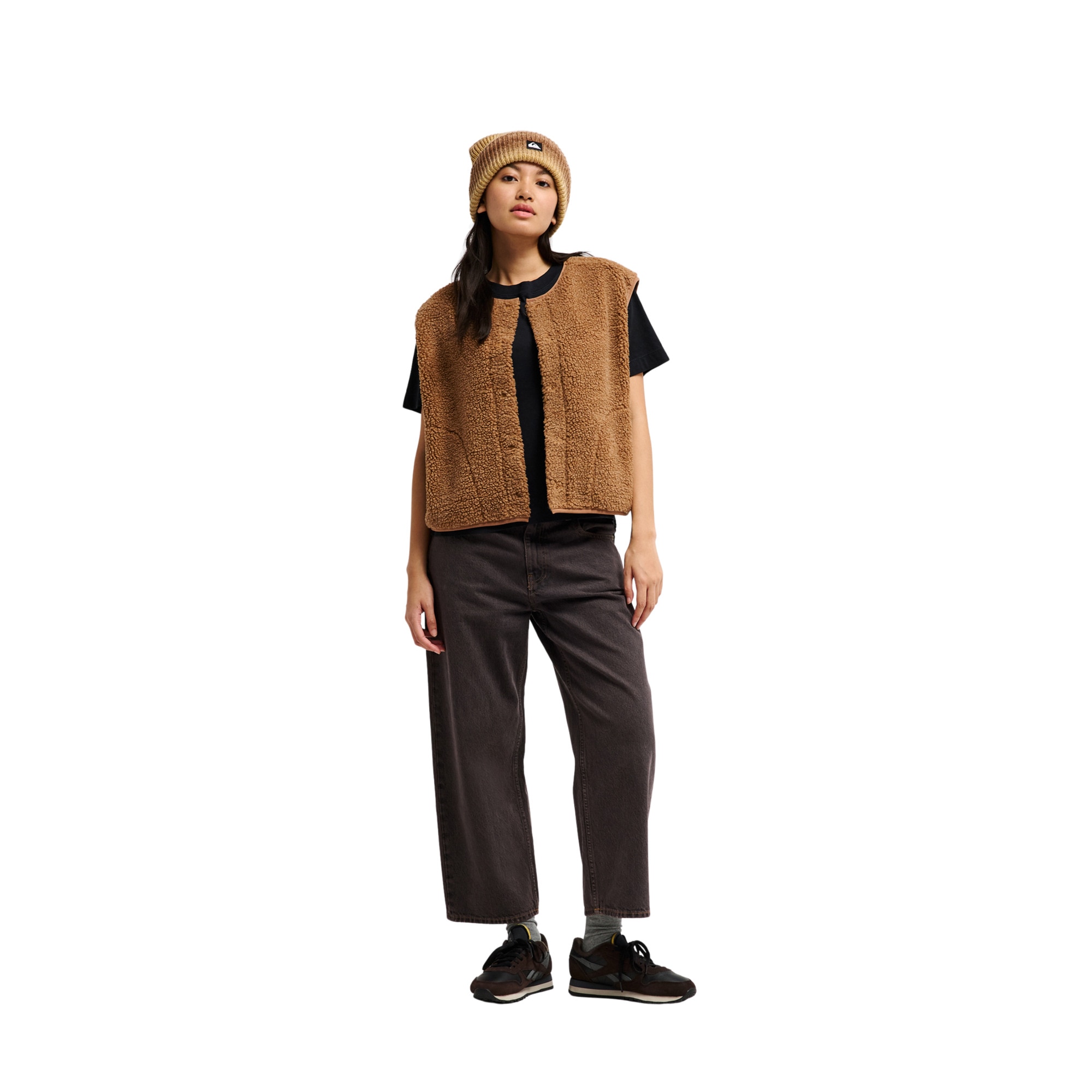 Chaleco de sherpa de mujer Cropped Quiksilver - Marrón Marrón-5