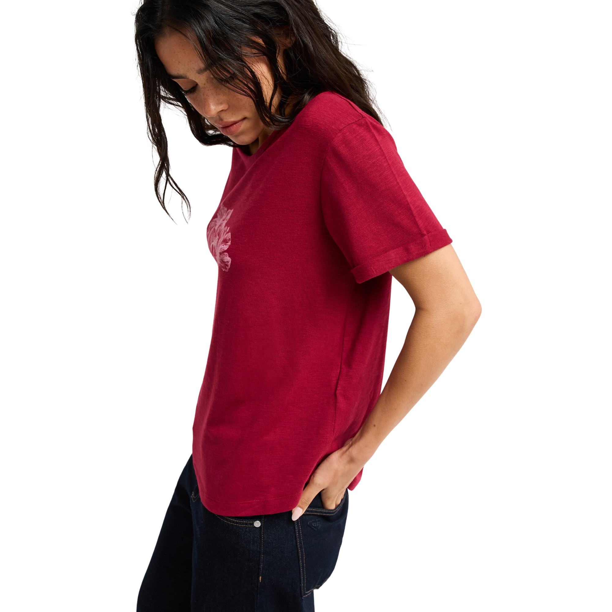 Camiseta de mujer Oceanwave Regular Slub Roxy - Rojo Rojo-3