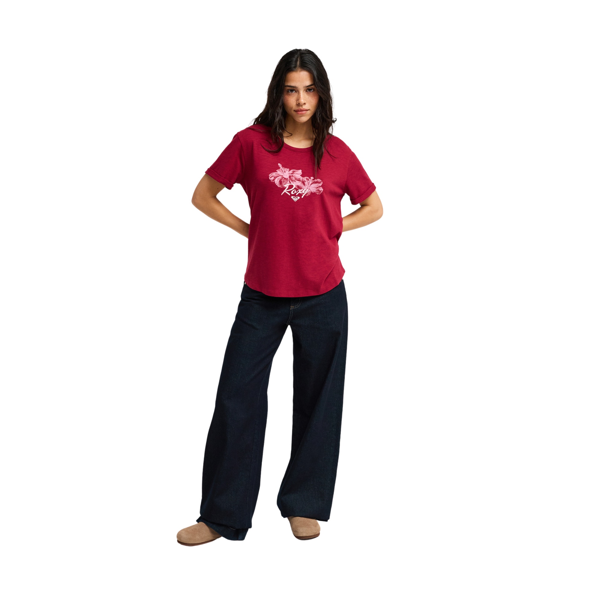 Camiseta de mujer Oceanwave Regular Slub Roxy - Rojo Rojo-5