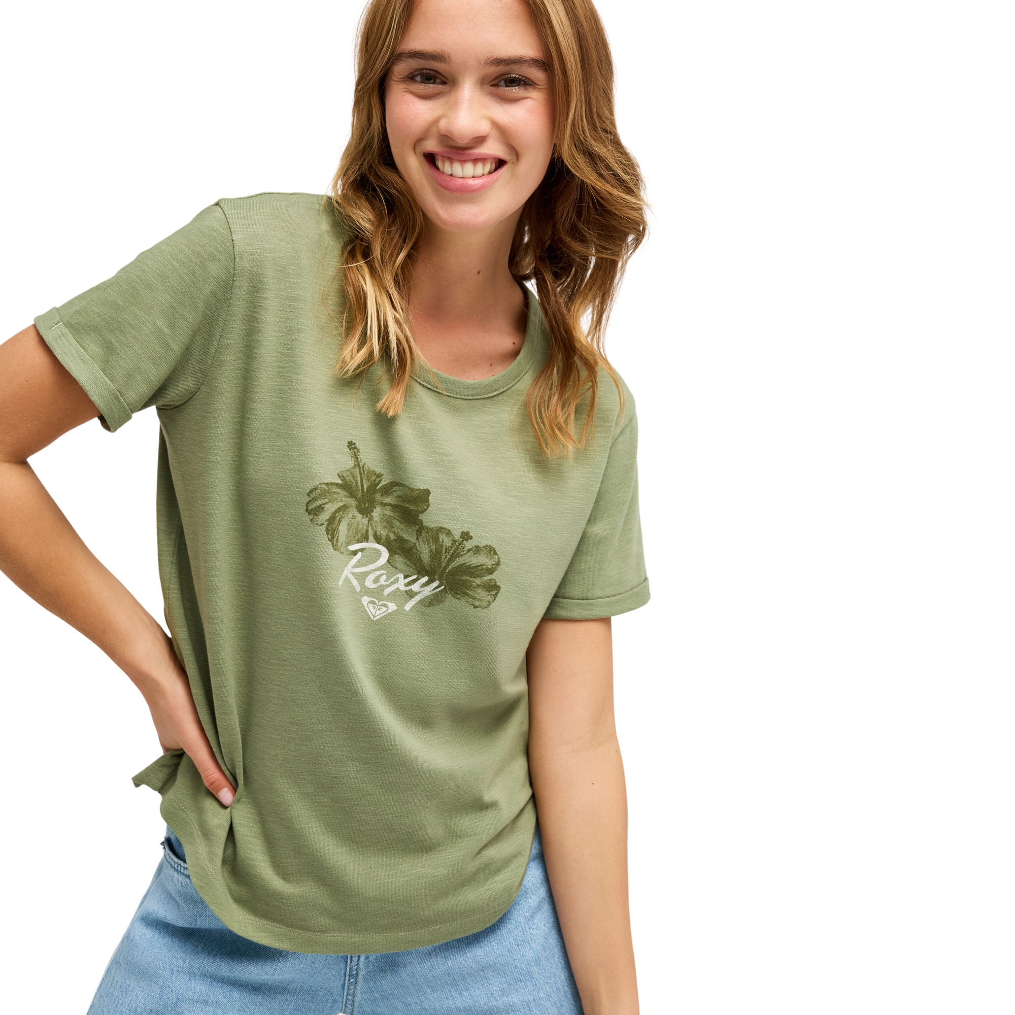 Camiseta de mujer Oceanwave Regular Slub Roxy - Verde Verde-1