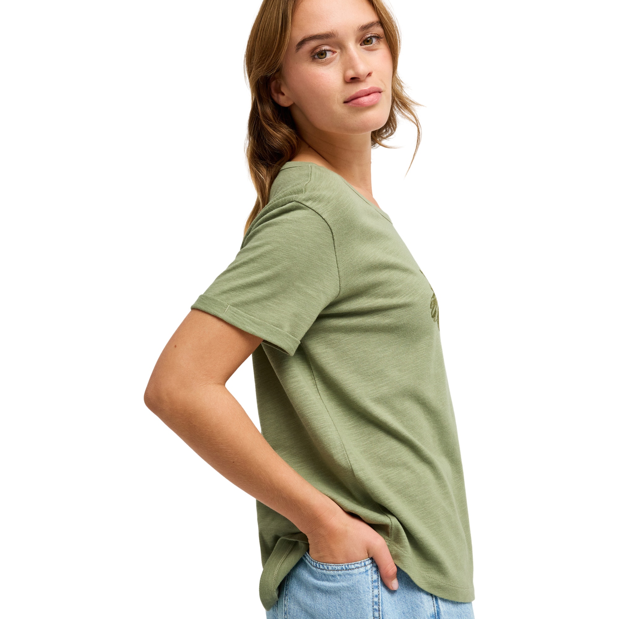 Camiseta de mujer Oceanwave Regular Slub Roxy - Verde Verde-3