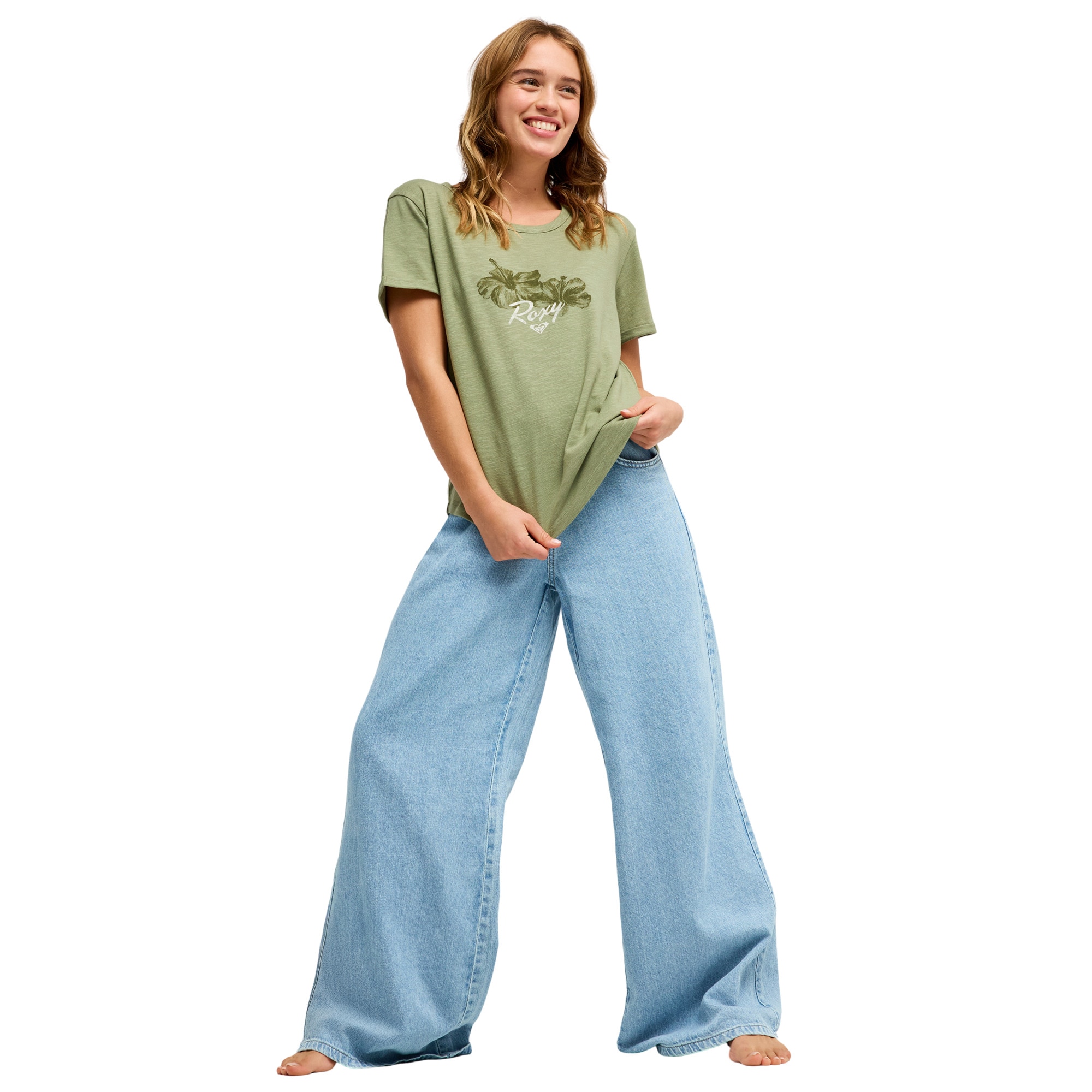 Camiseta de mujer Oceanwave Regular Slub Roxy - Verde Verde-5