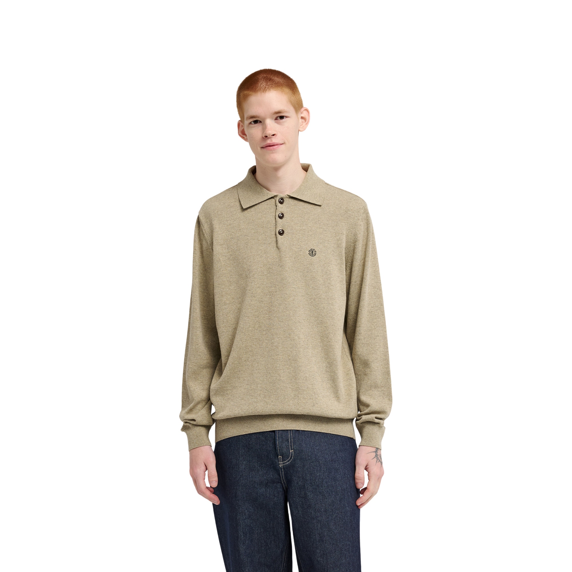 Polo de manga larga de hombre Icon Embroidery Element - Natural Natural-1