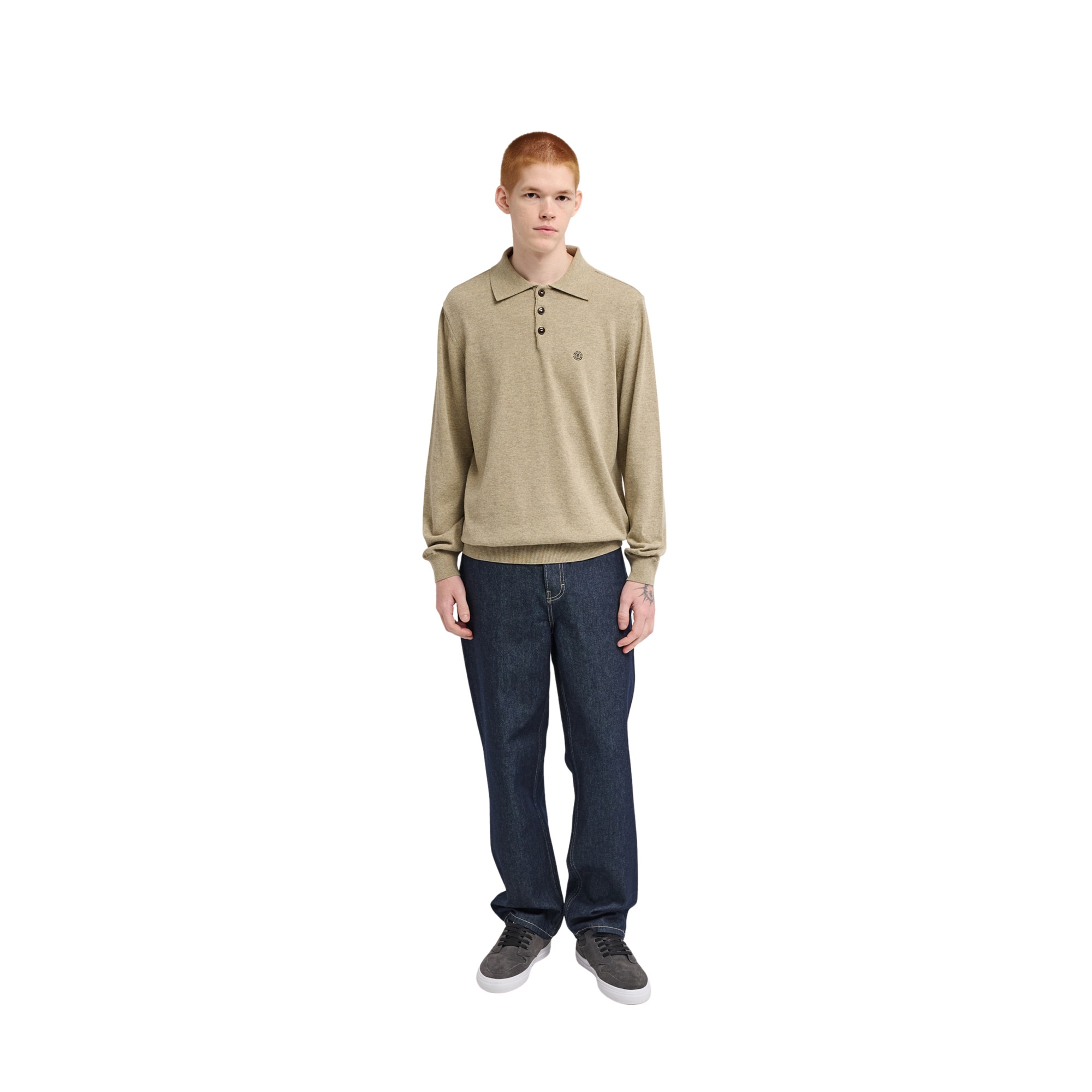 Polo de manga larga de hombre Icon Embroidery Element - Natural Natural-4