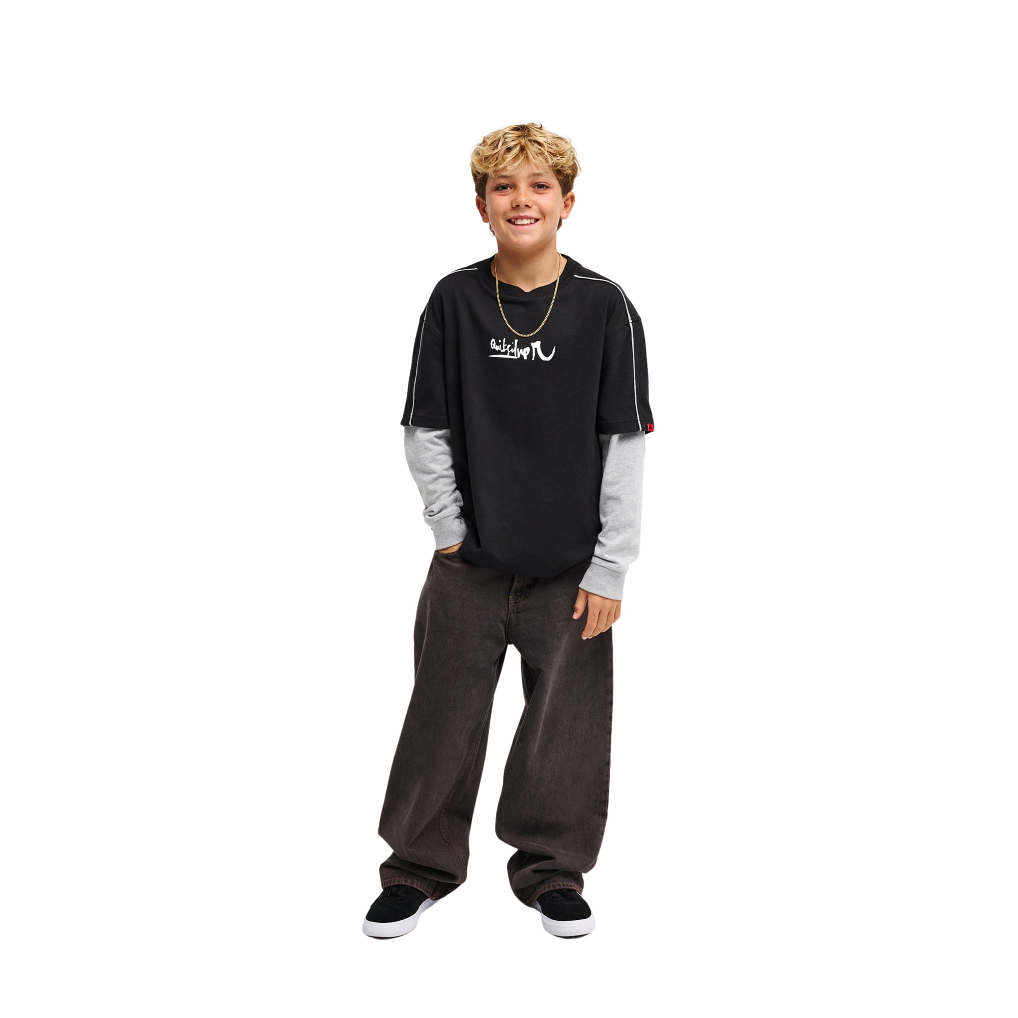 Camiseta de niños Young Guns Double Layer Quiksilver - Negro Negro-5