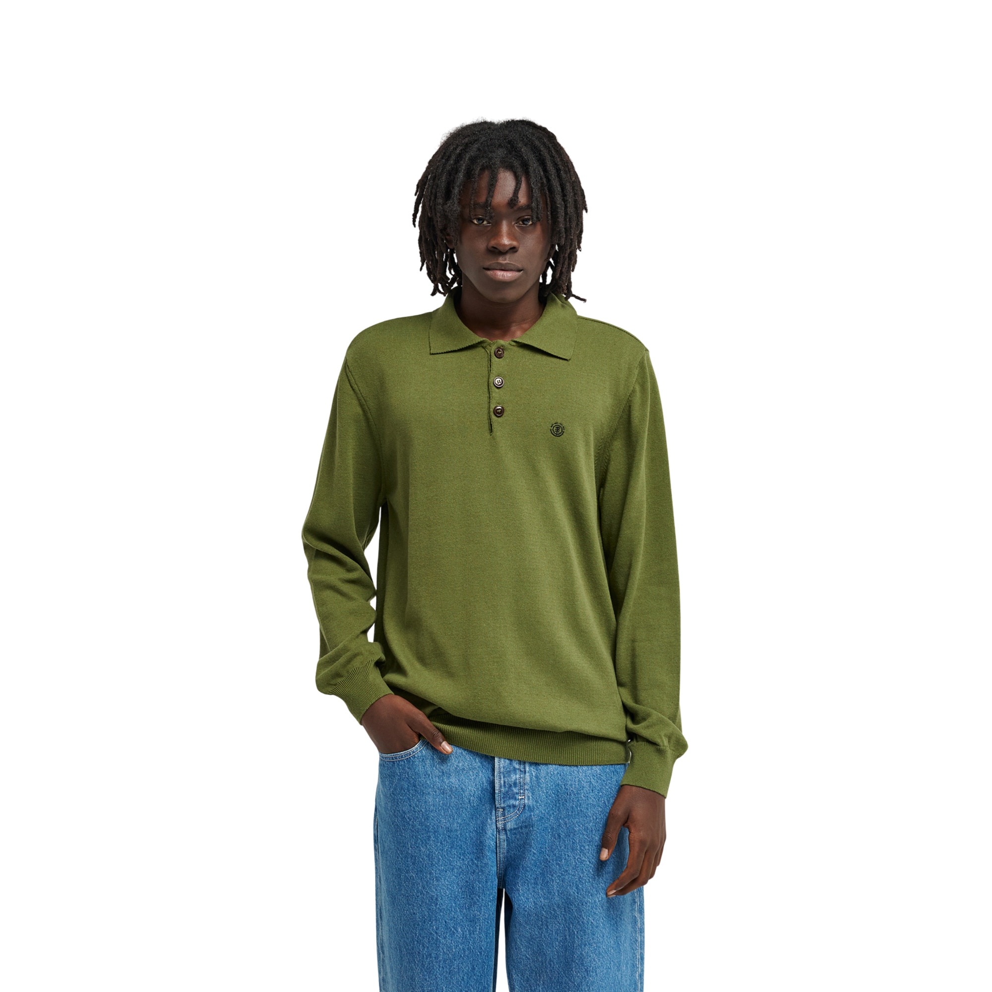 Polo de manga larga de hombre Icon Embroidery Element - Verde Verde-1