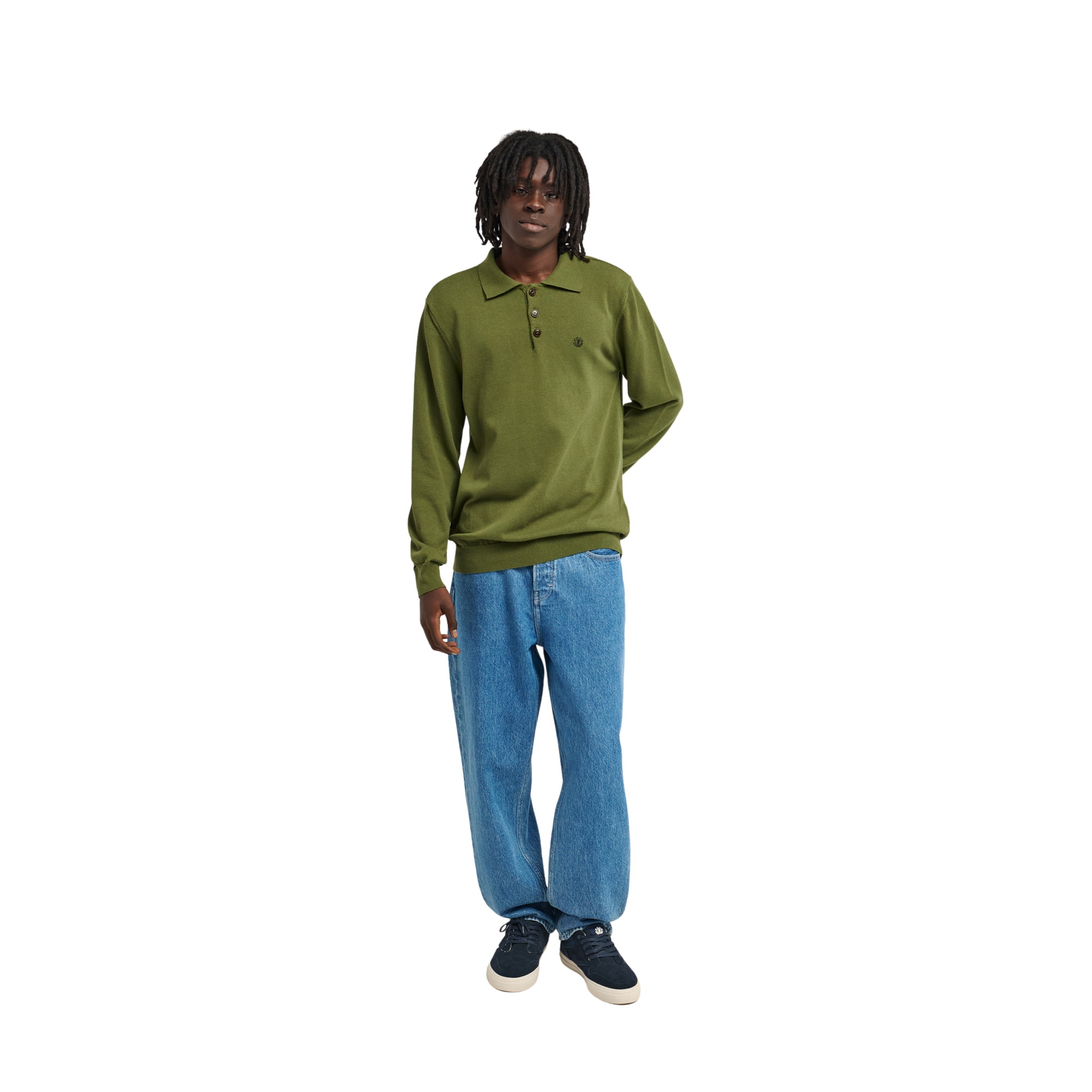 Polo de manga larga de hombre Icon Embroidery Element - Verde Verde-4