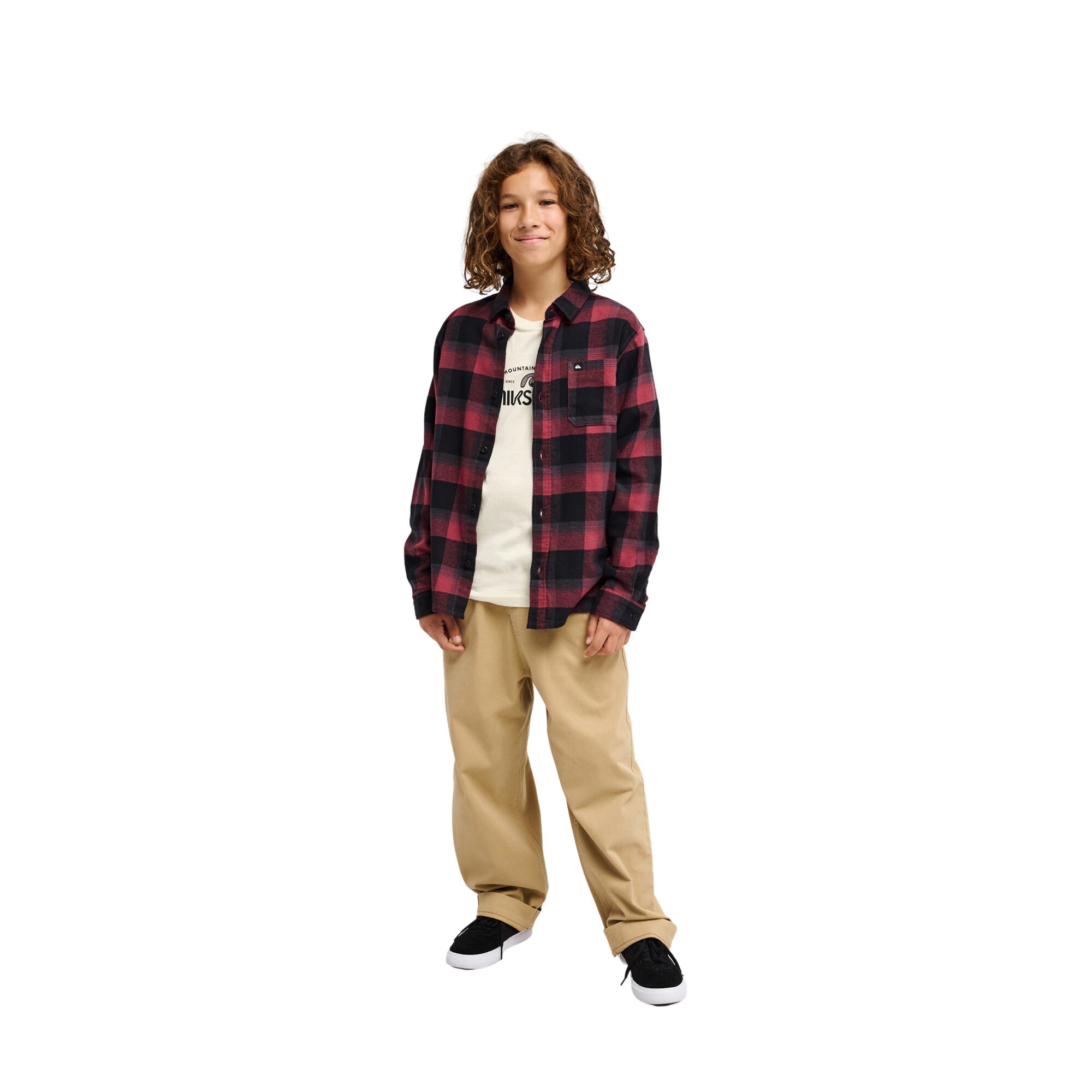 Camisa de niños Motherfly Plaid Quiksilver - Rojo cereza Rojo cereza-5