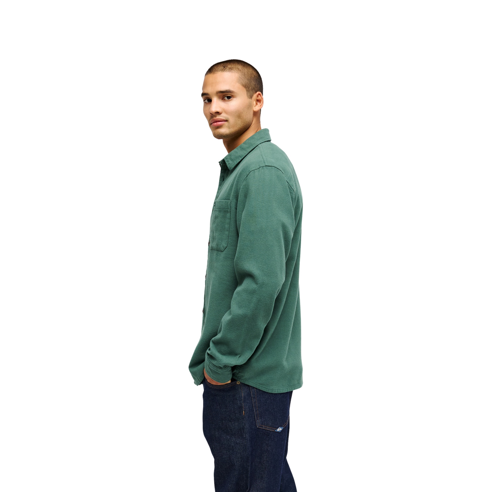 Camisa de hombre Motherfly Solid Quiksilver - Verde Verde-3