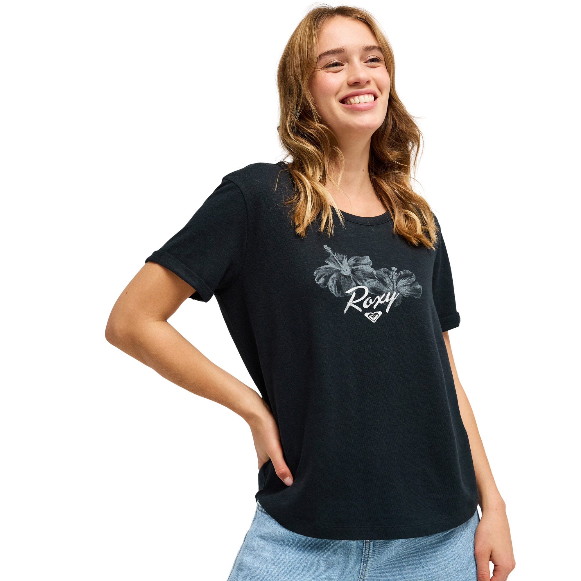 Camiseta de mujer Oceanwave Regular Slub Roxy - Negro Negro-1