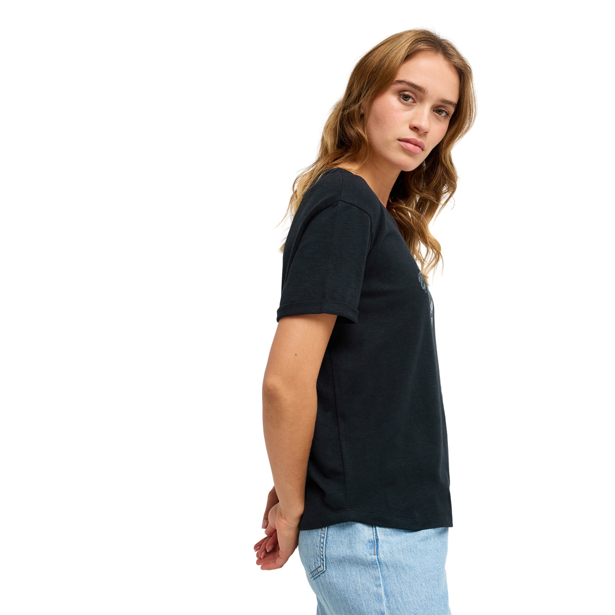 Camiseta de mujer Oceanwave Regular Slub Roxy - Negro Negro-3