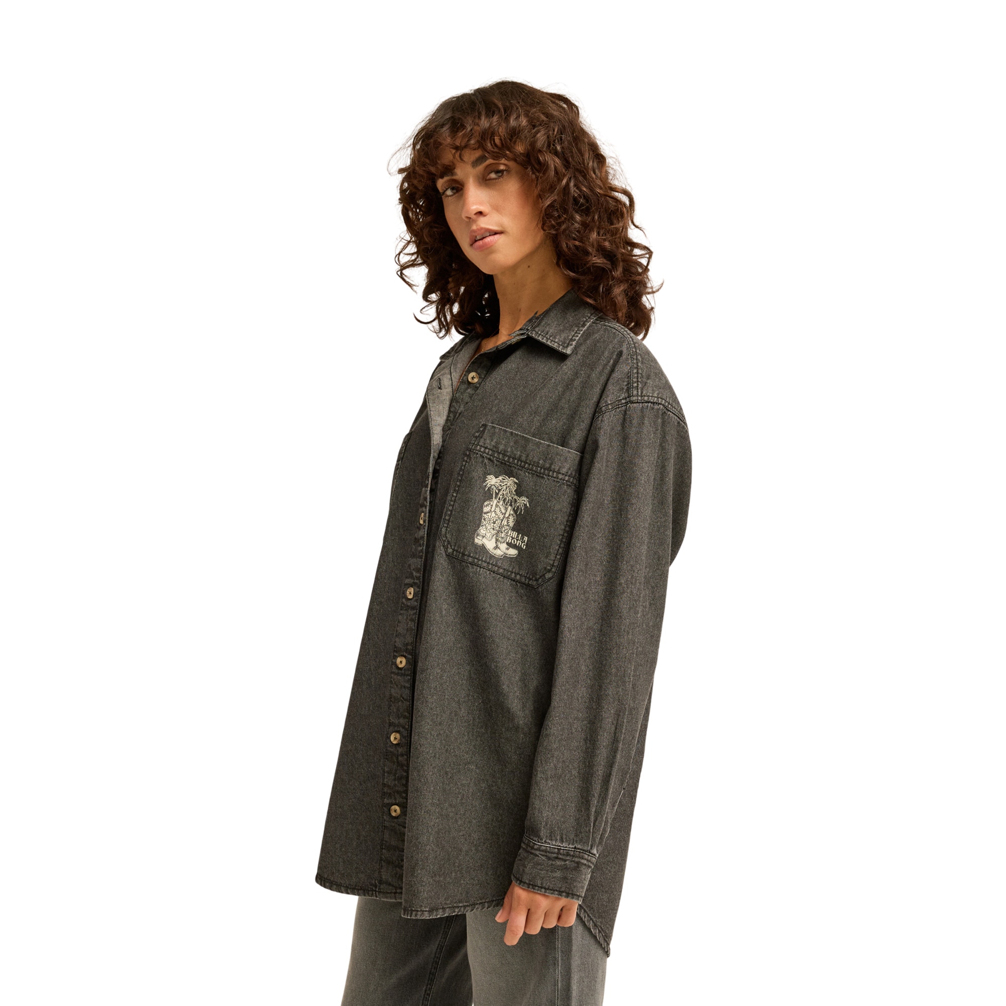 Camisa de mujer Down The Coast Billabong - Negro Negro-5