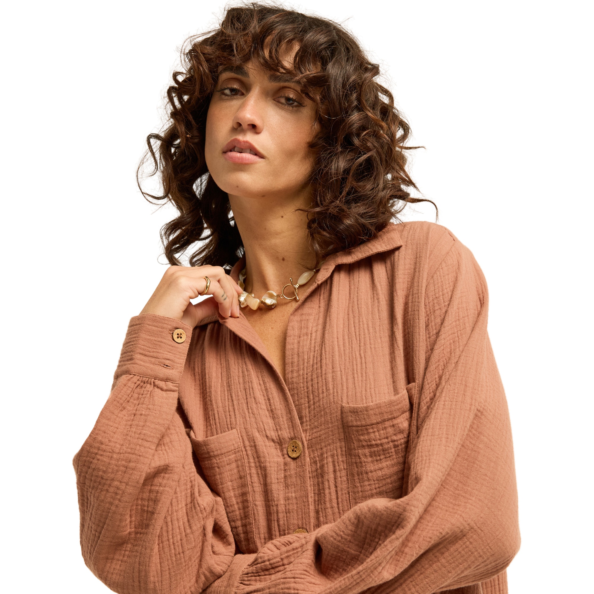 Camisa de mujer Swell Blouse Billabong - Marrón Marrón-5