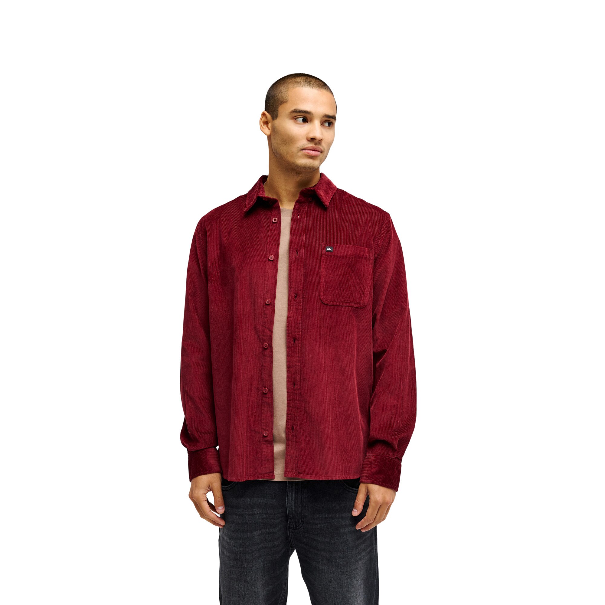 Camisa de hombre Smoke Trail Cord Quiksilver - Rojo cereza Rojo cereza-1