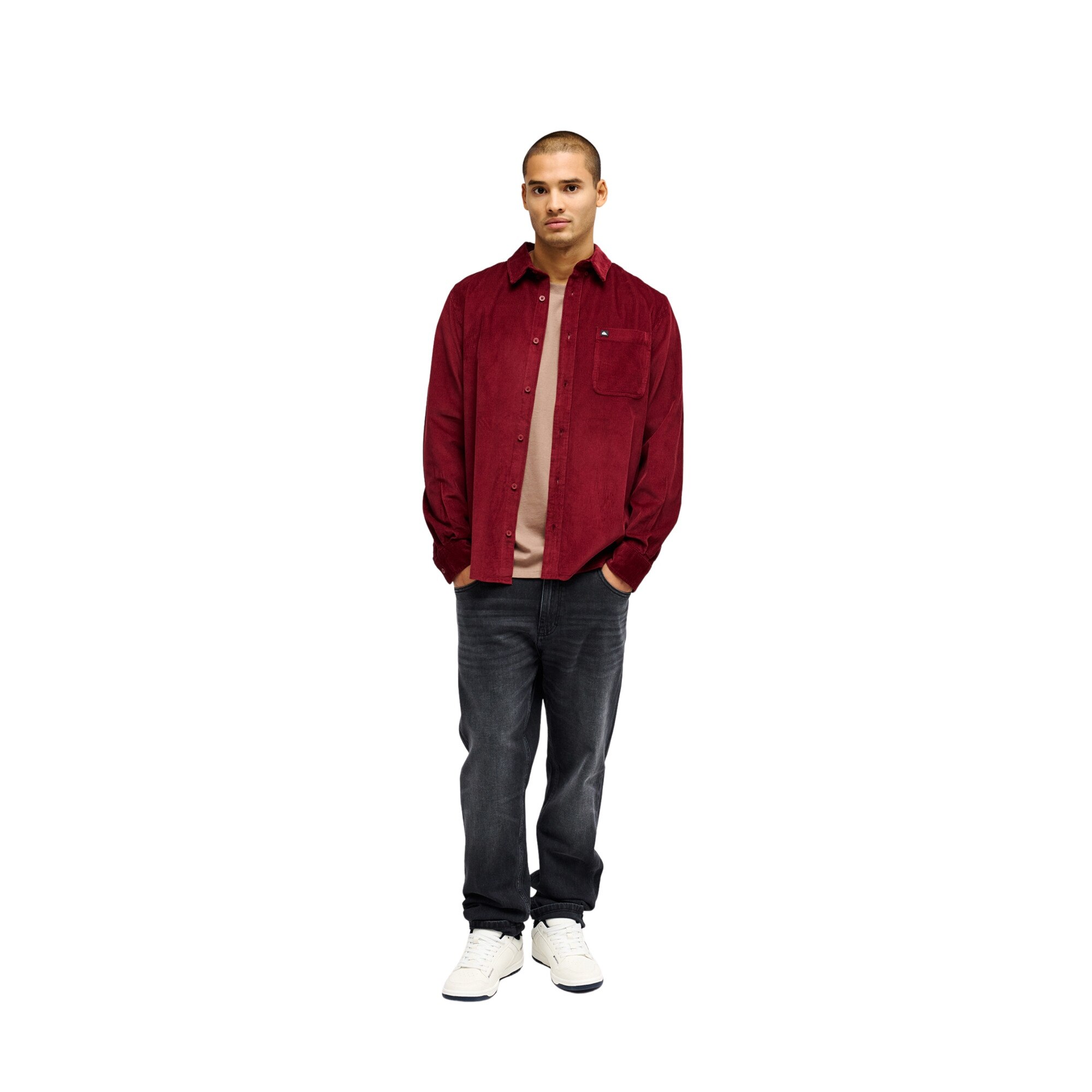 Camisa de hombre Smoke Trail Cord Quiksilver - Rojo cereza Rojo cereza-4