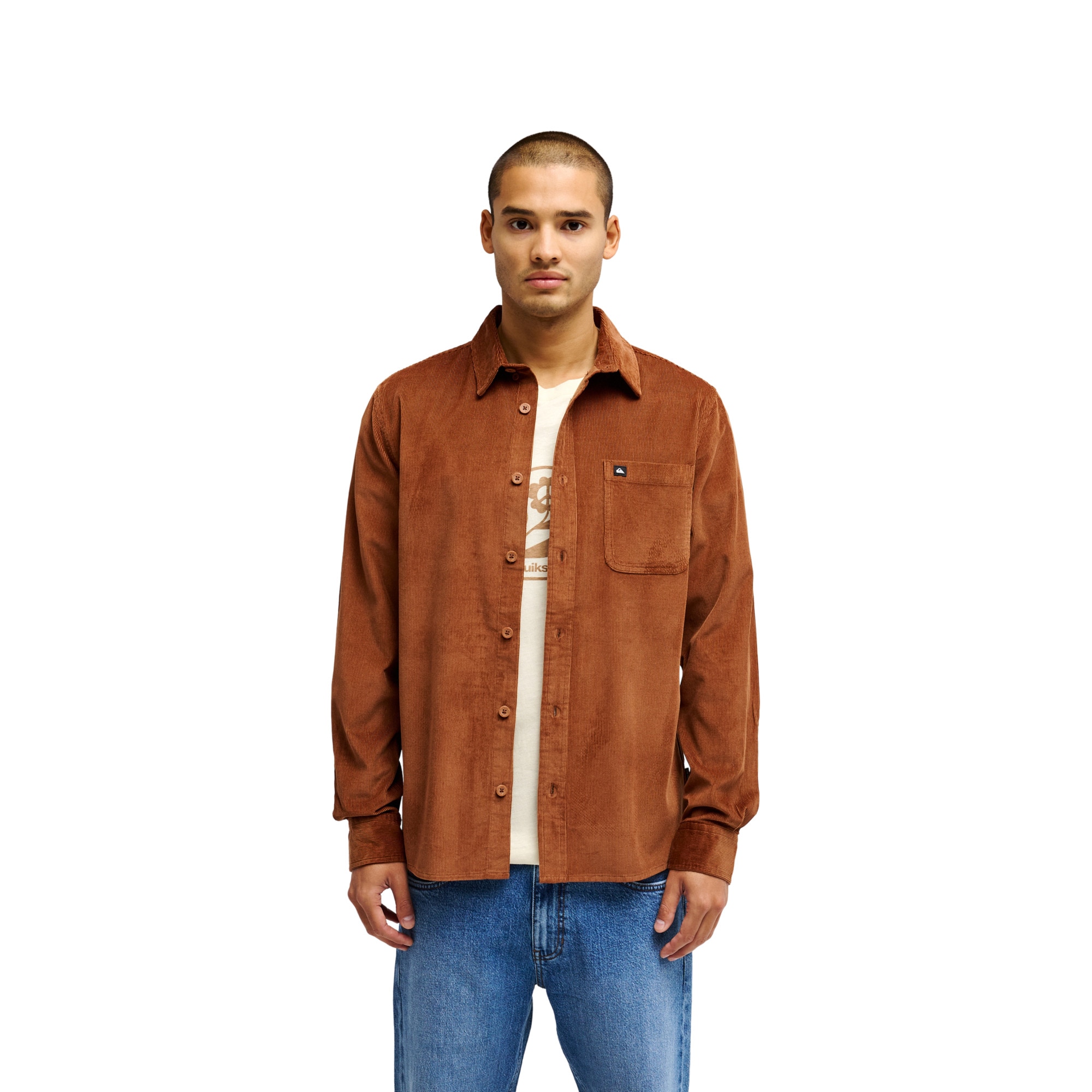 Camisa de hombre Smoke Trail Cord Quiksilver - Marrón Marrón-1
