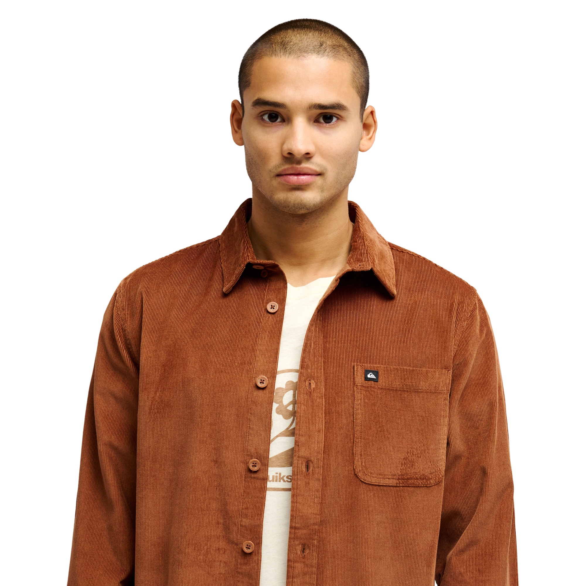 Camisa de hombre Smoke Trail Cord Quiksilver - Marrón Marrón-4