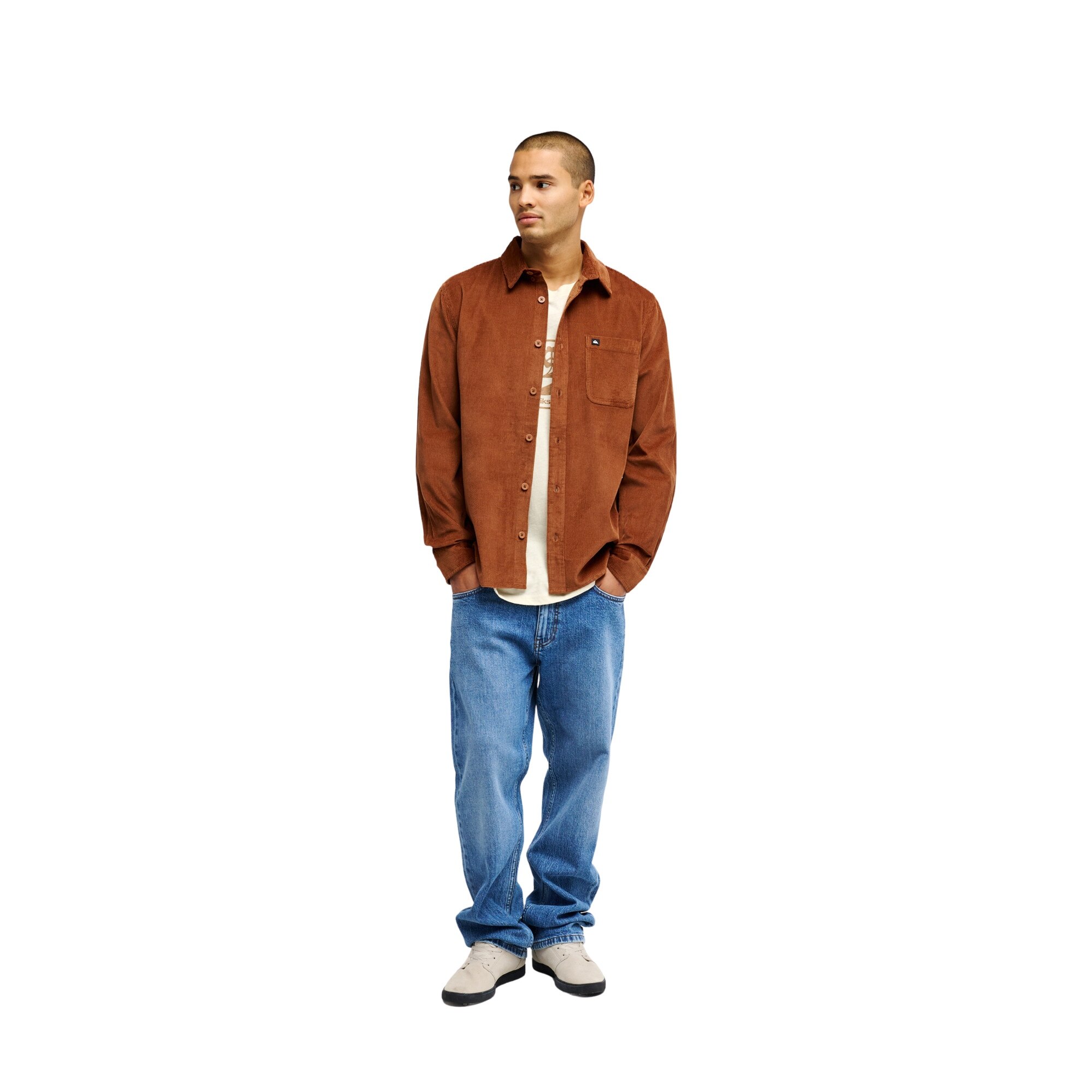 Camisa de hombre Smoke Trail Cord Quiksilver - Marrón Marrón-5