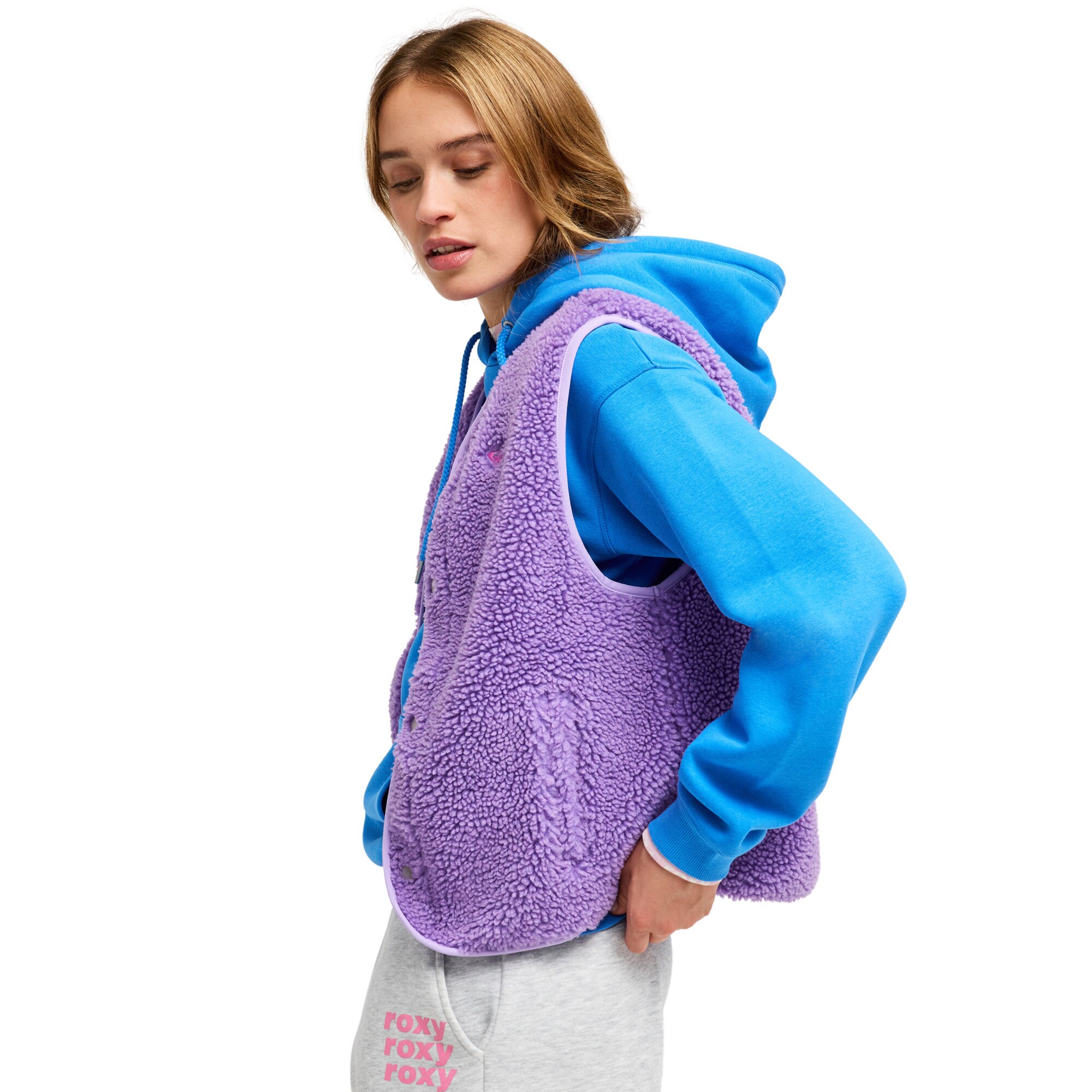 Chaleco polar sherpa de mujer Iconic Town Roxy - Morado Morado-3