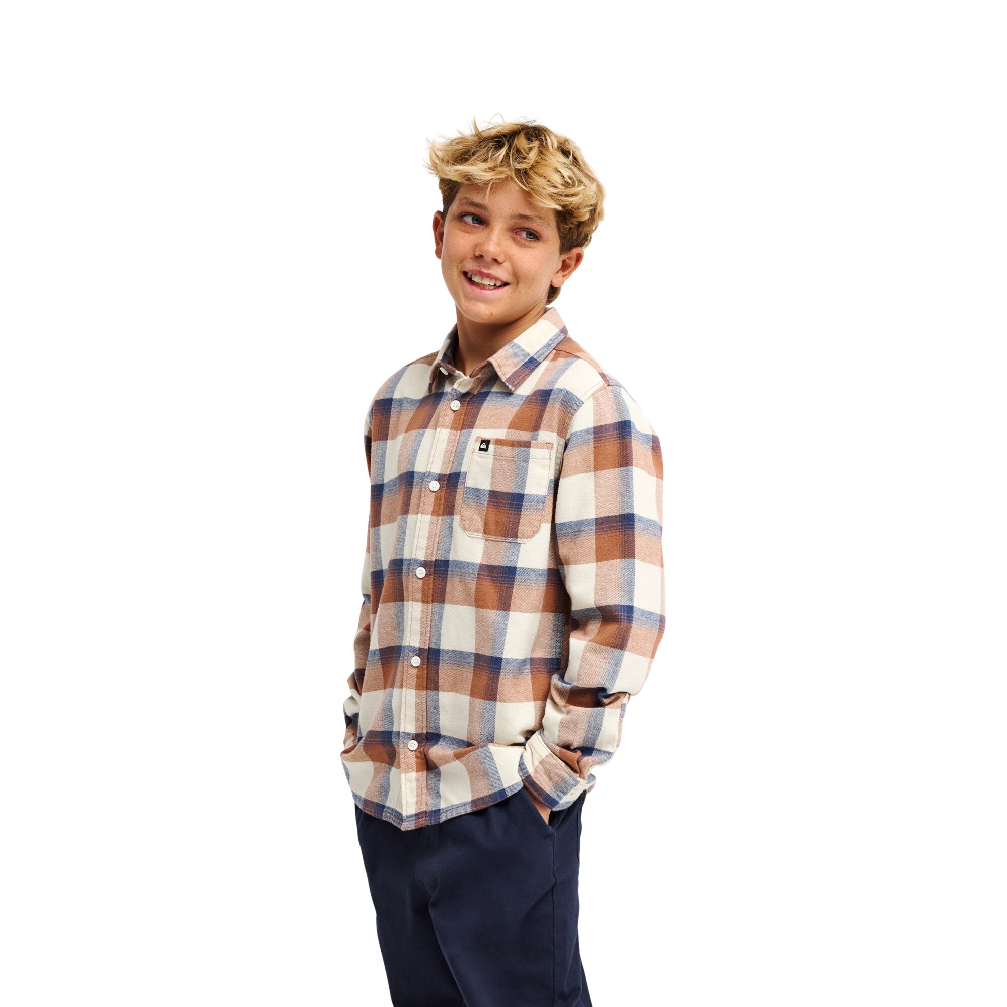 Camisa de niños Motherfly Plaid Quiksilver - Marrón Marrón-3