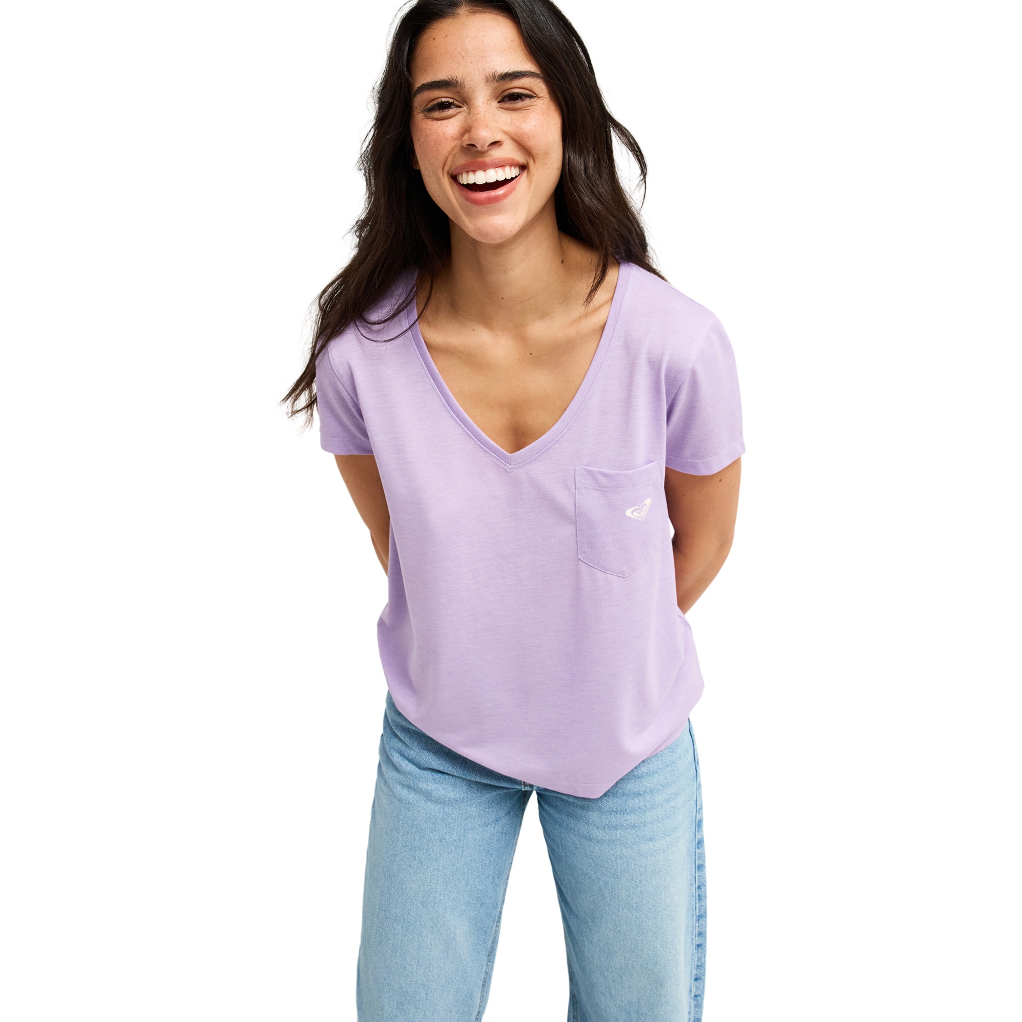 Roxy Camisetas de mujer Laguna Green V Neck Gris