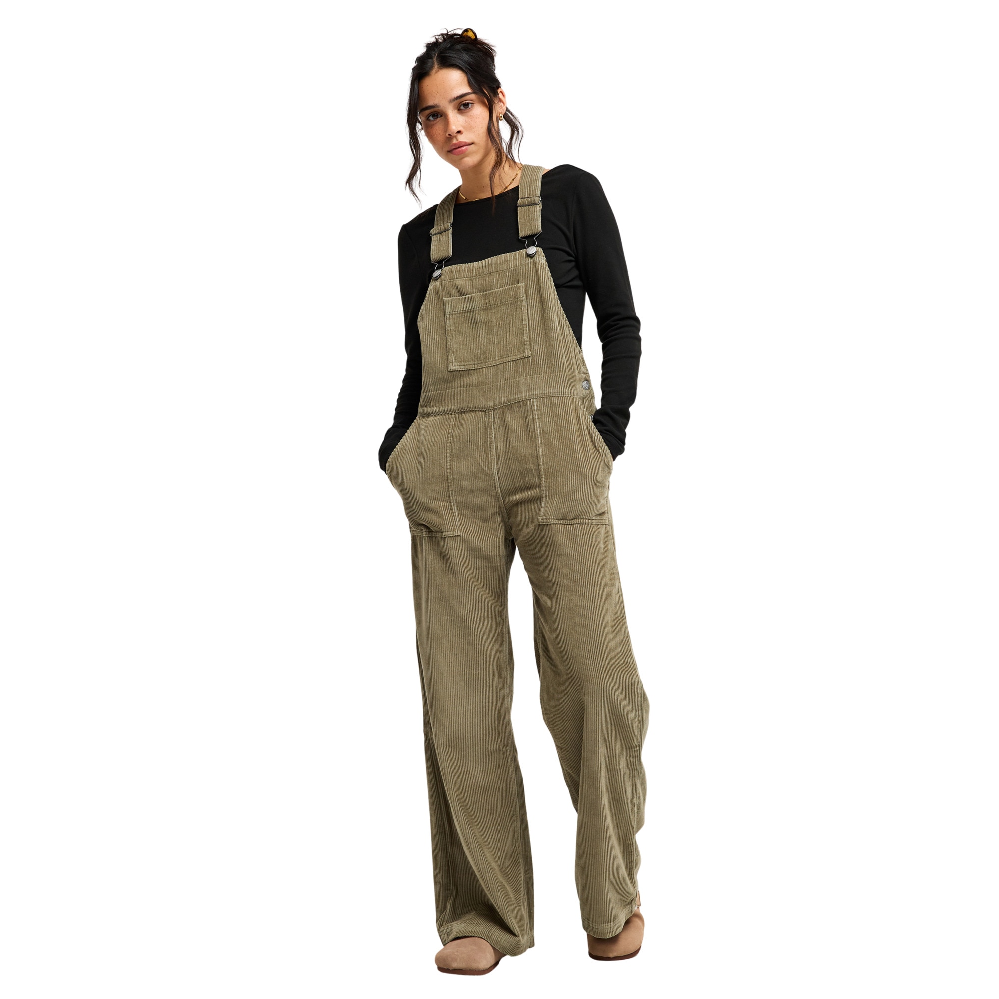 Peto de pana de mujer Trailblazer Overall Roxy - Verde Verde-1