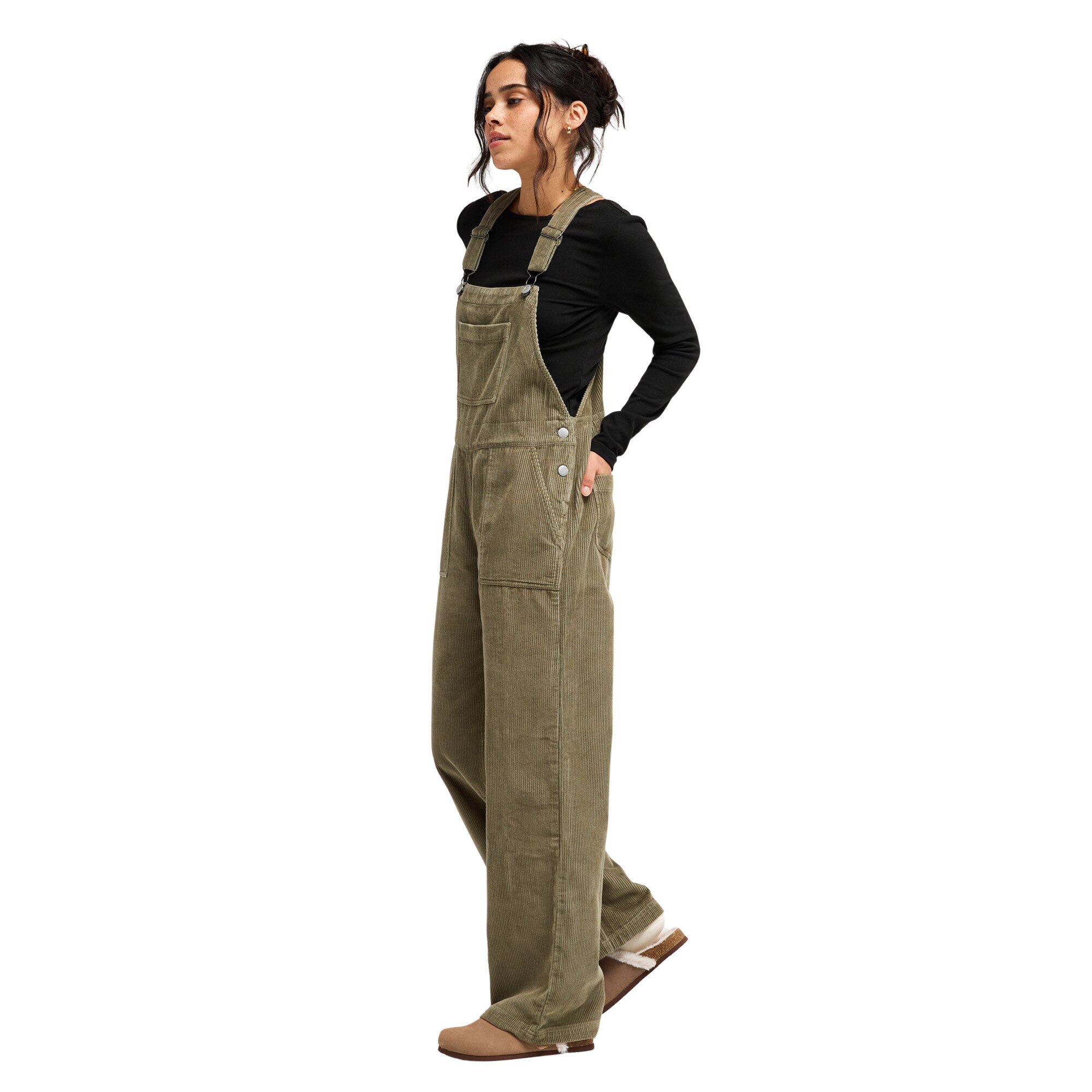 Peto de pana de mujer Trailblazer Overall Roxy - Verde Verde-2