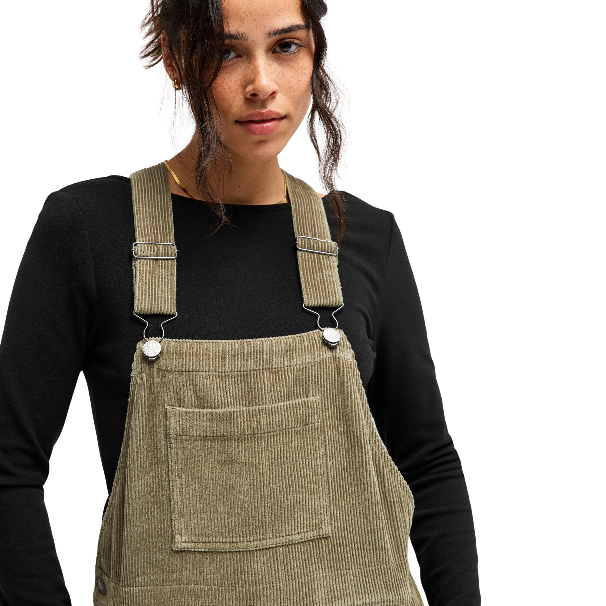 Peto de pana de mujer Trailblazer Overall Roxy - Verde Verde-3