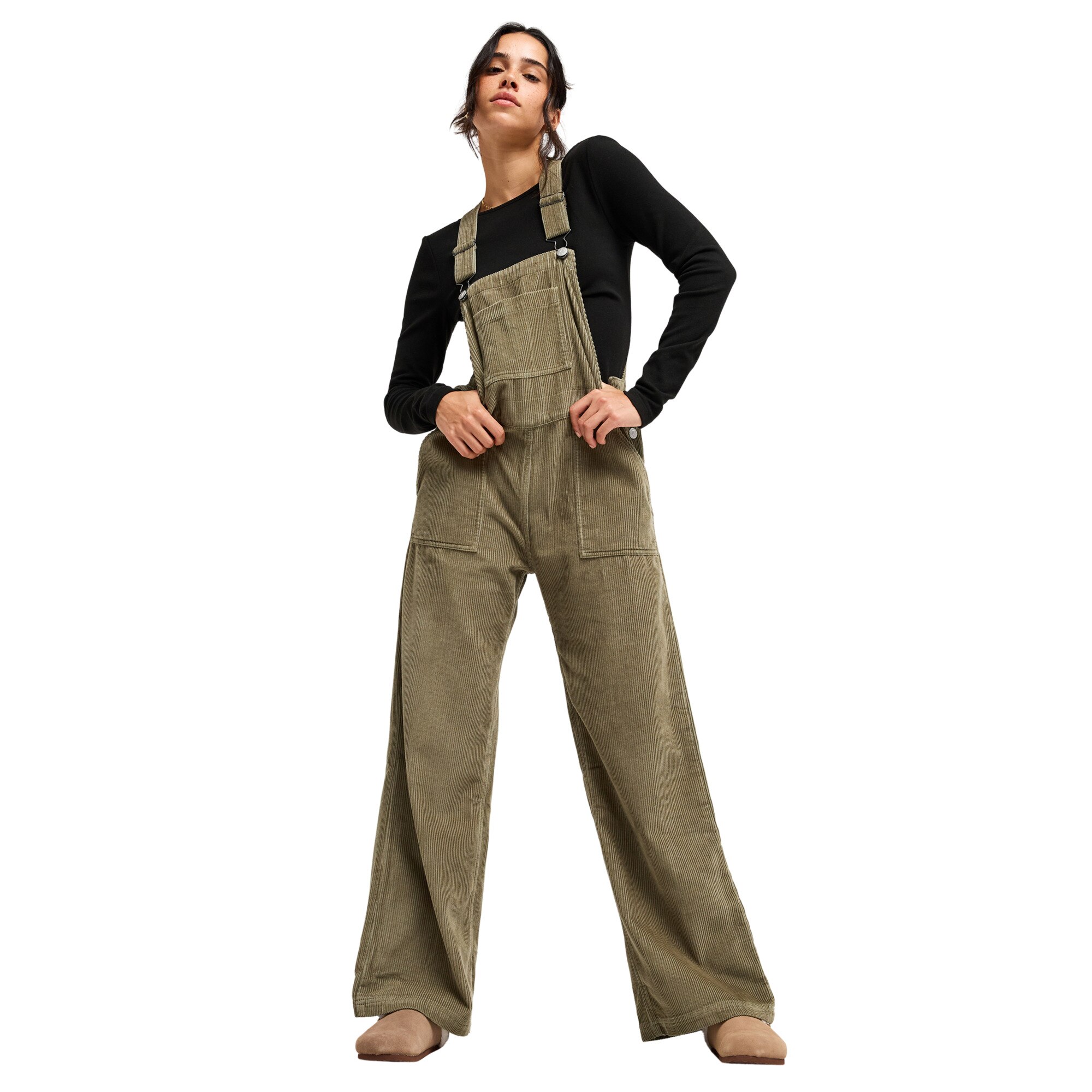 Peto de pana de mujer Trailblazer Overall Roxy - Verde Verde-5