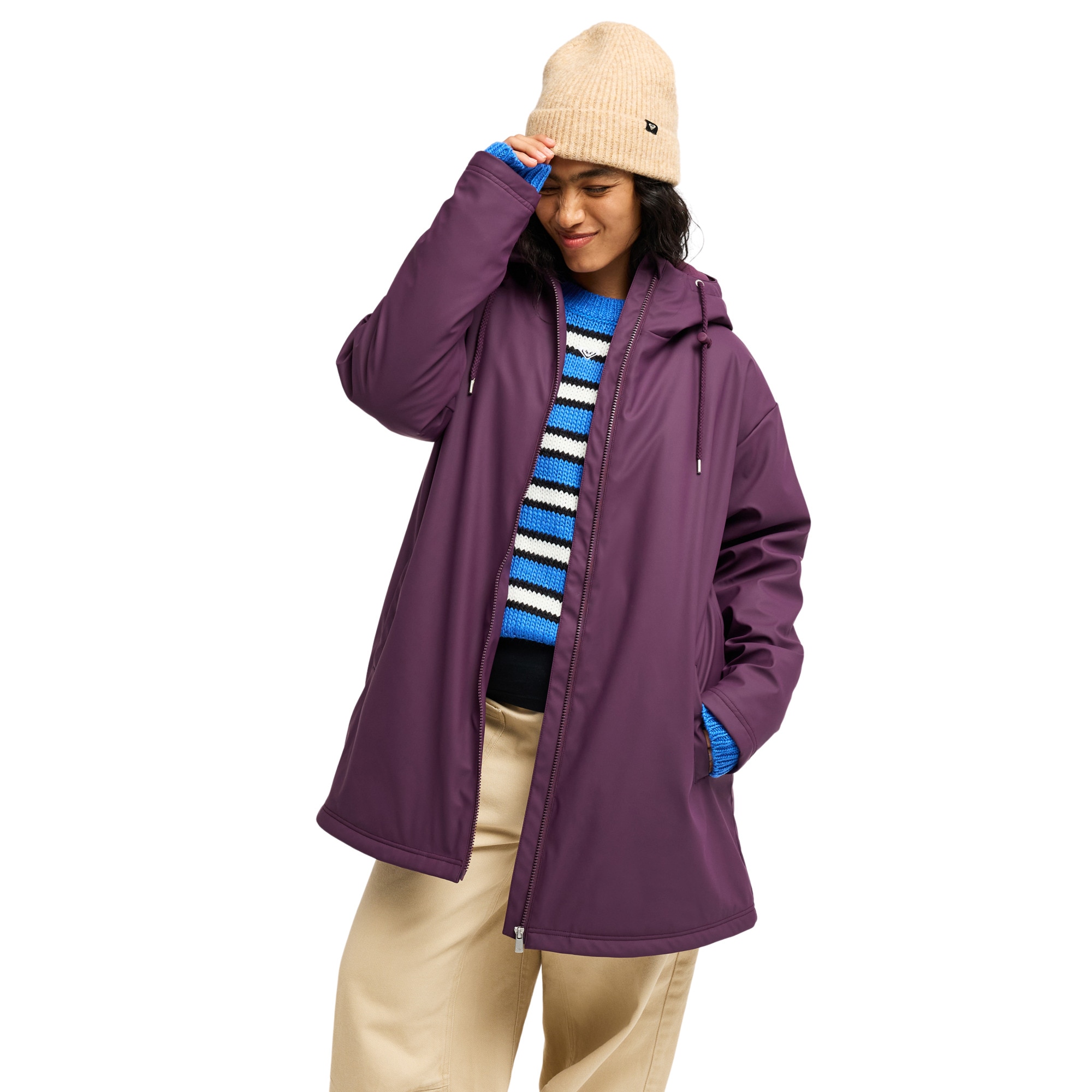 Roxy Trenka de lluvia de mujer Rain Road Polar Zip Verde