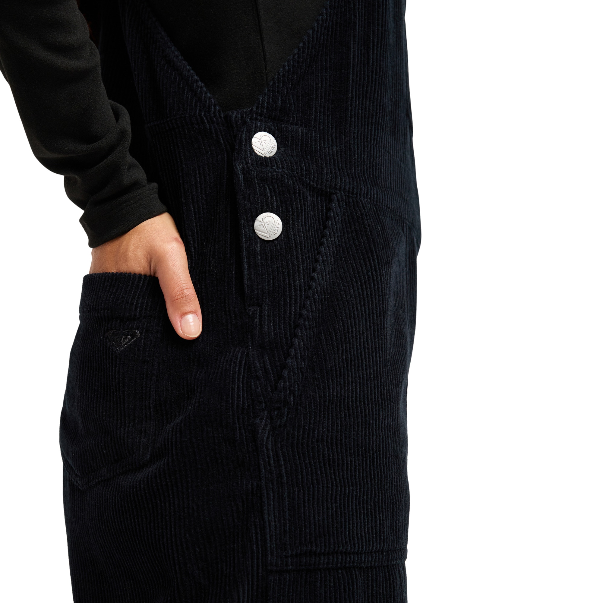 Peto de pana de mujer Trailblazer Overall Roxy - Negro Negro-4