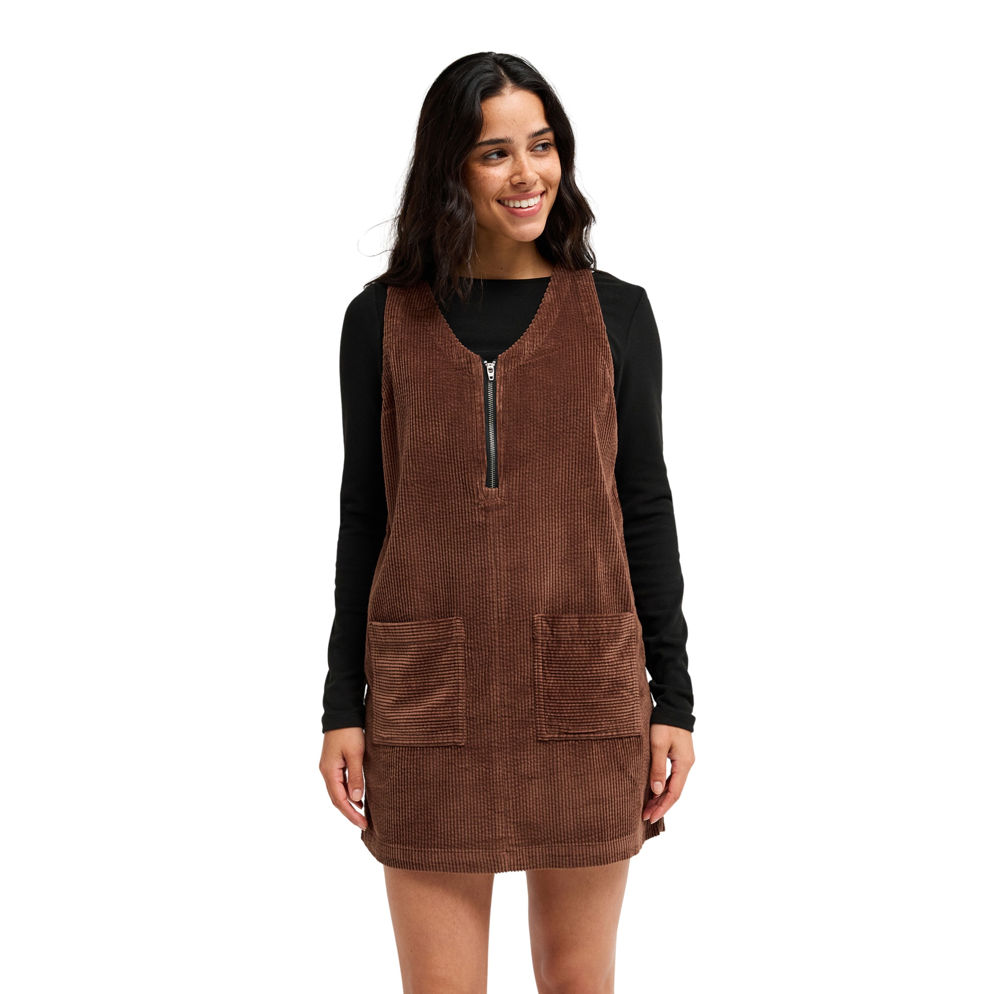 Roxy Minivestido sin mangas con cuello en V de mujer Wild Tide Marrón