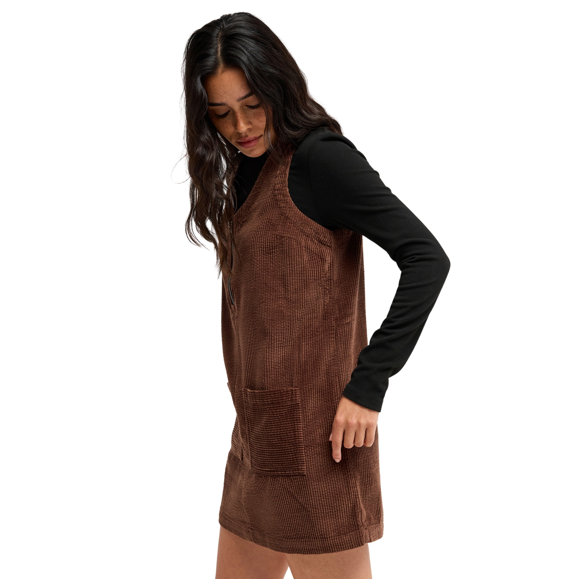 Imagen 3 de Minivestido sin mangas con cuello en V de mujer Wild Tide Roxy - Marrón Marrón