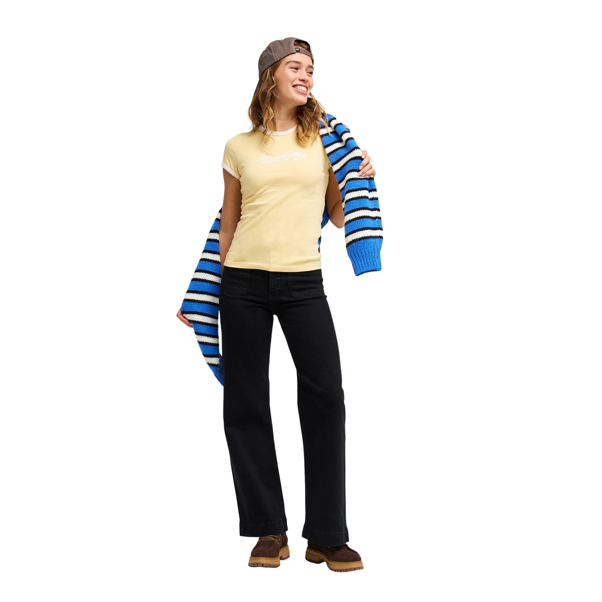 Vaquero ancho en denim de mujer Island Mood Roxy - Azul Azul-5