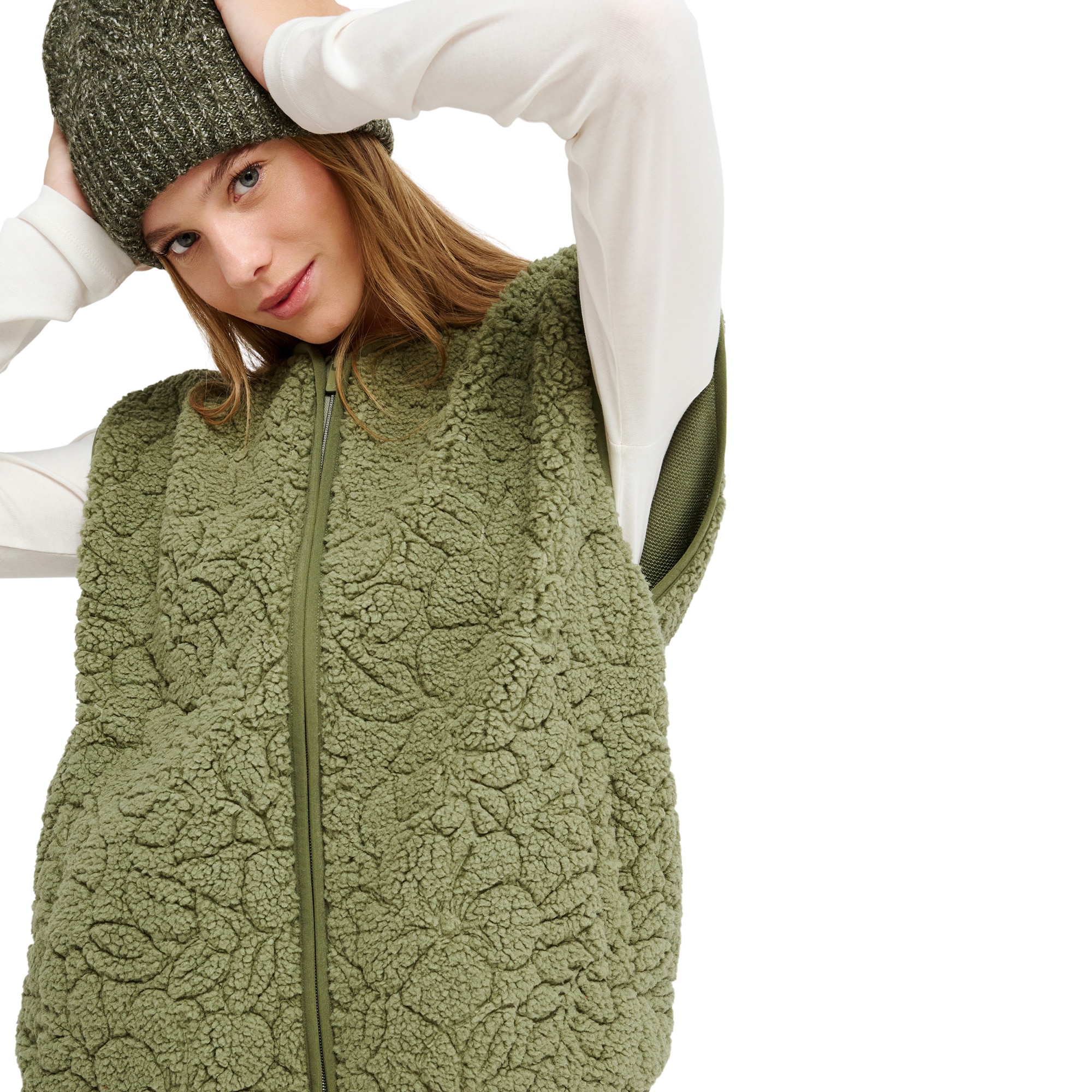 Roxy Chaleco Sherpa con cremallera de mujer Best Town Beige